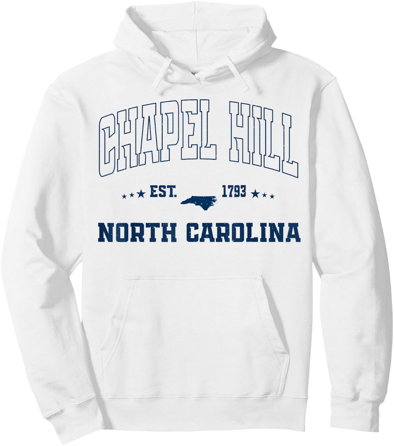 Vintage Chapel Hill North Carolina NC Navy Sports Athletic Hoodie - Hoodie | White