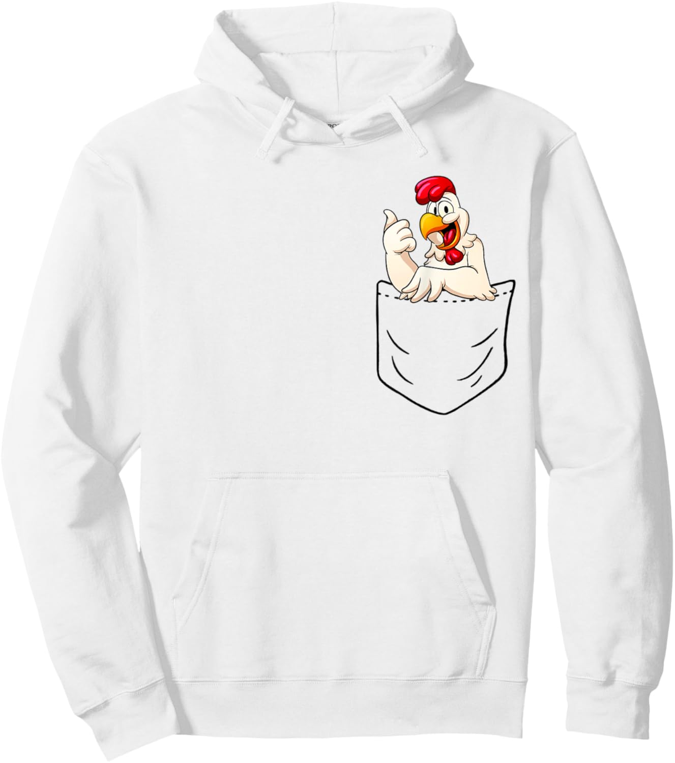 Vintage Rooster Cock In Pocket Hoodie - Hoodie | White