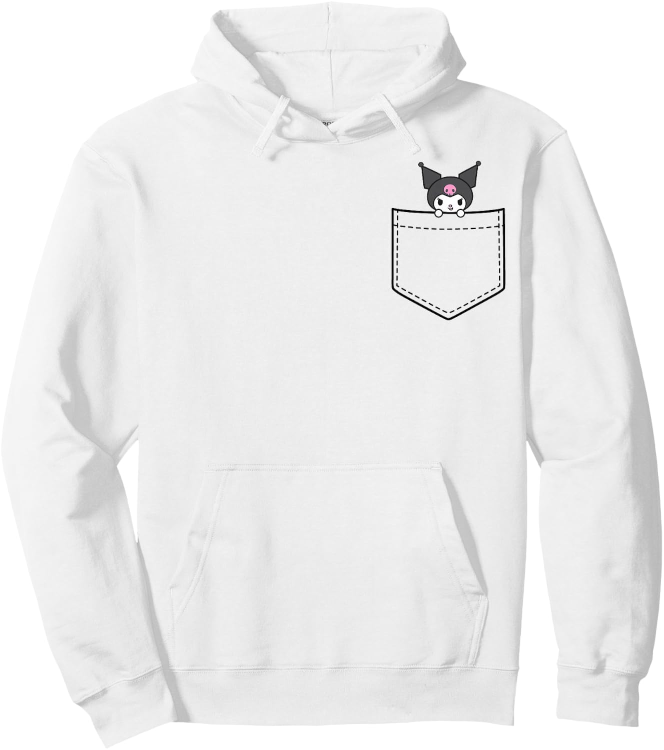 Kuromi Chest Pocket Hoodie - Hoodie | White