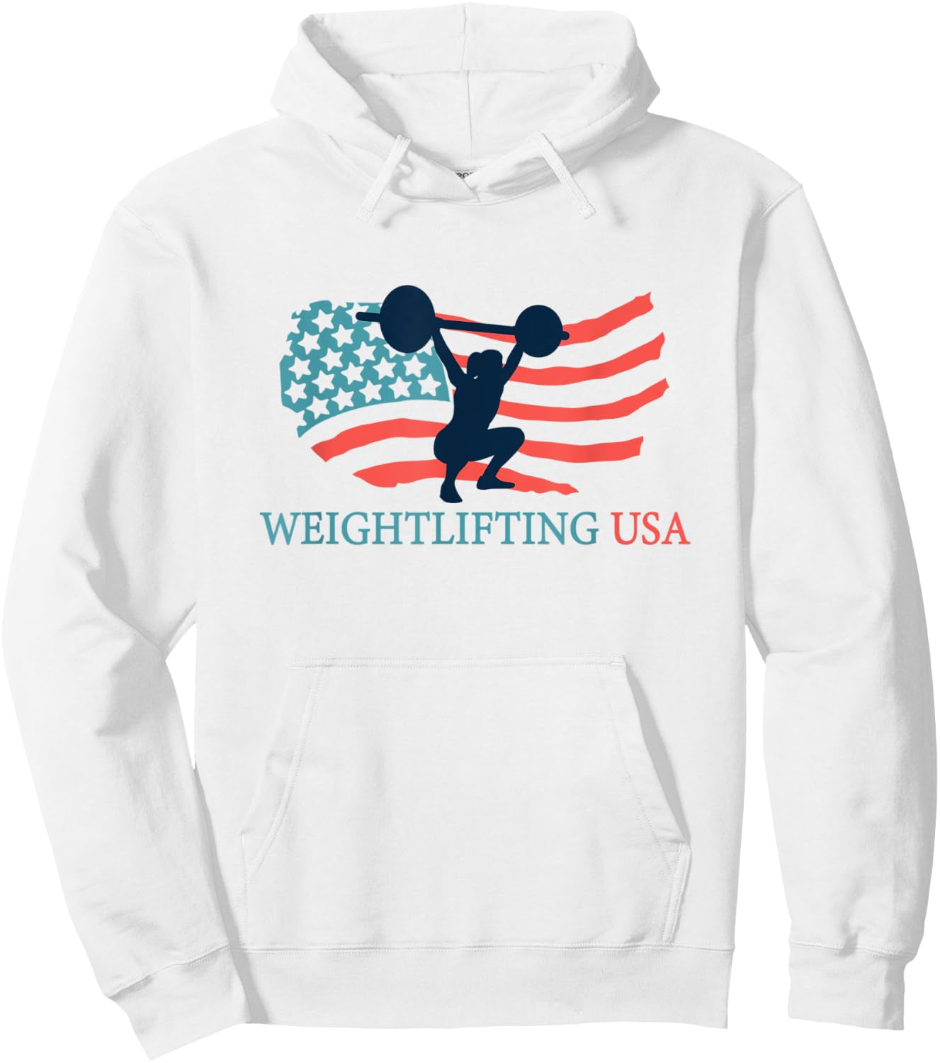 Weightlifter Gym Weightlifting USA Team Coach American Flag Hoodie - Hoodie | White