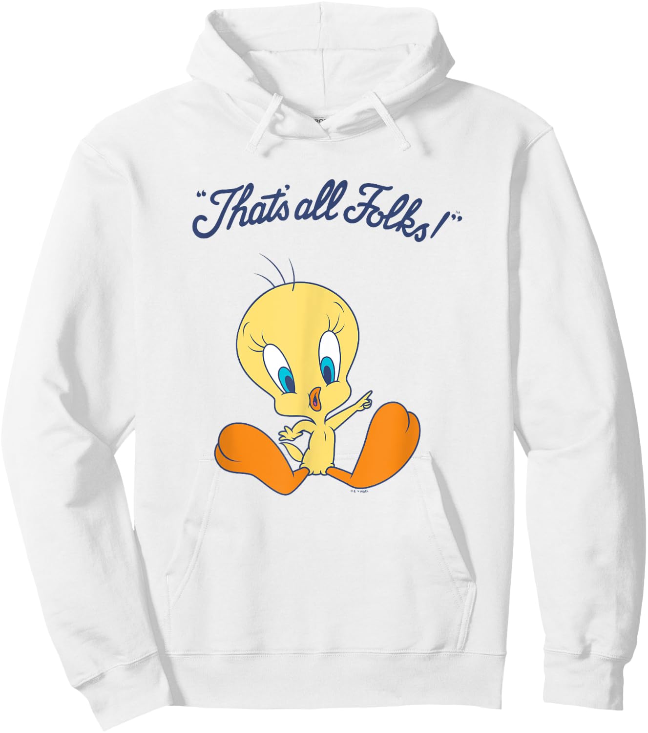 Looney Tunes "That’s All Folks!" Cute Tweety Bird Logo Hoodie - Hoodie | White