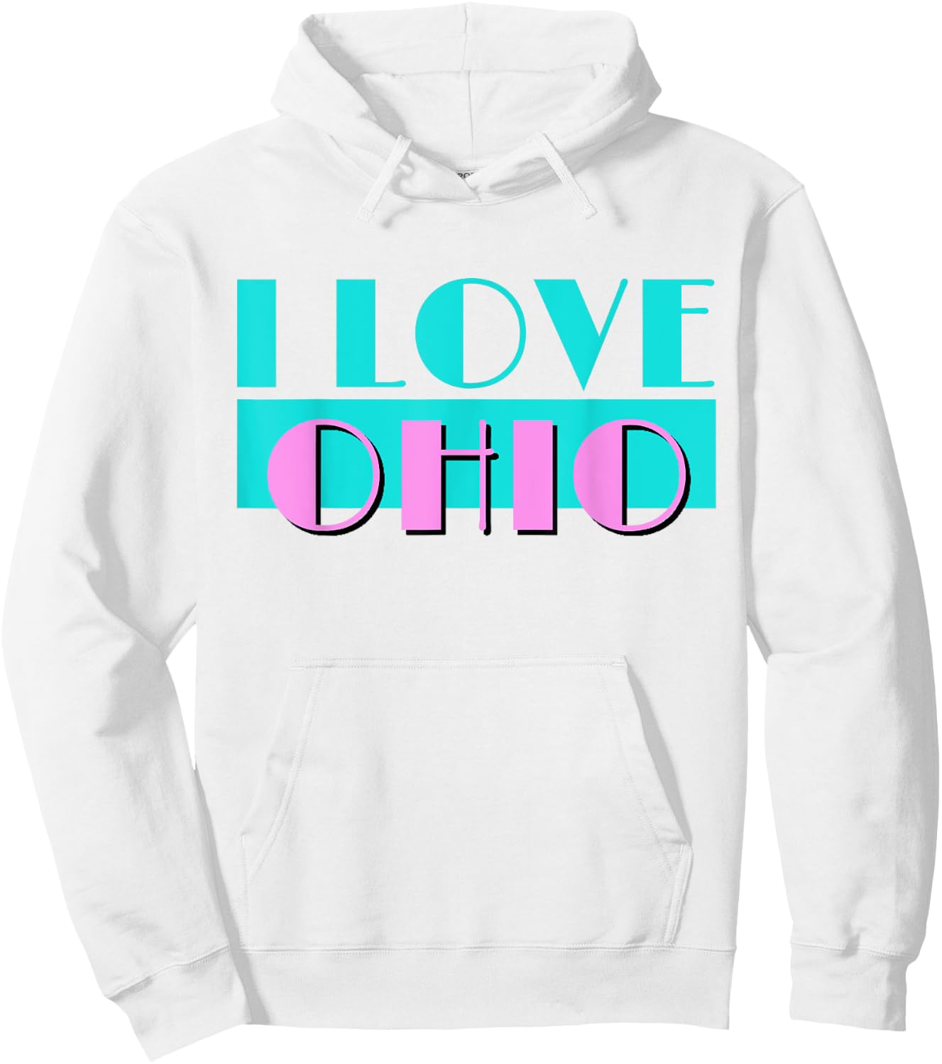 Retro I LOVE OHIO Neon Logo Classic Ohio OH State Pride Gift Hoodie - Hoodie | White