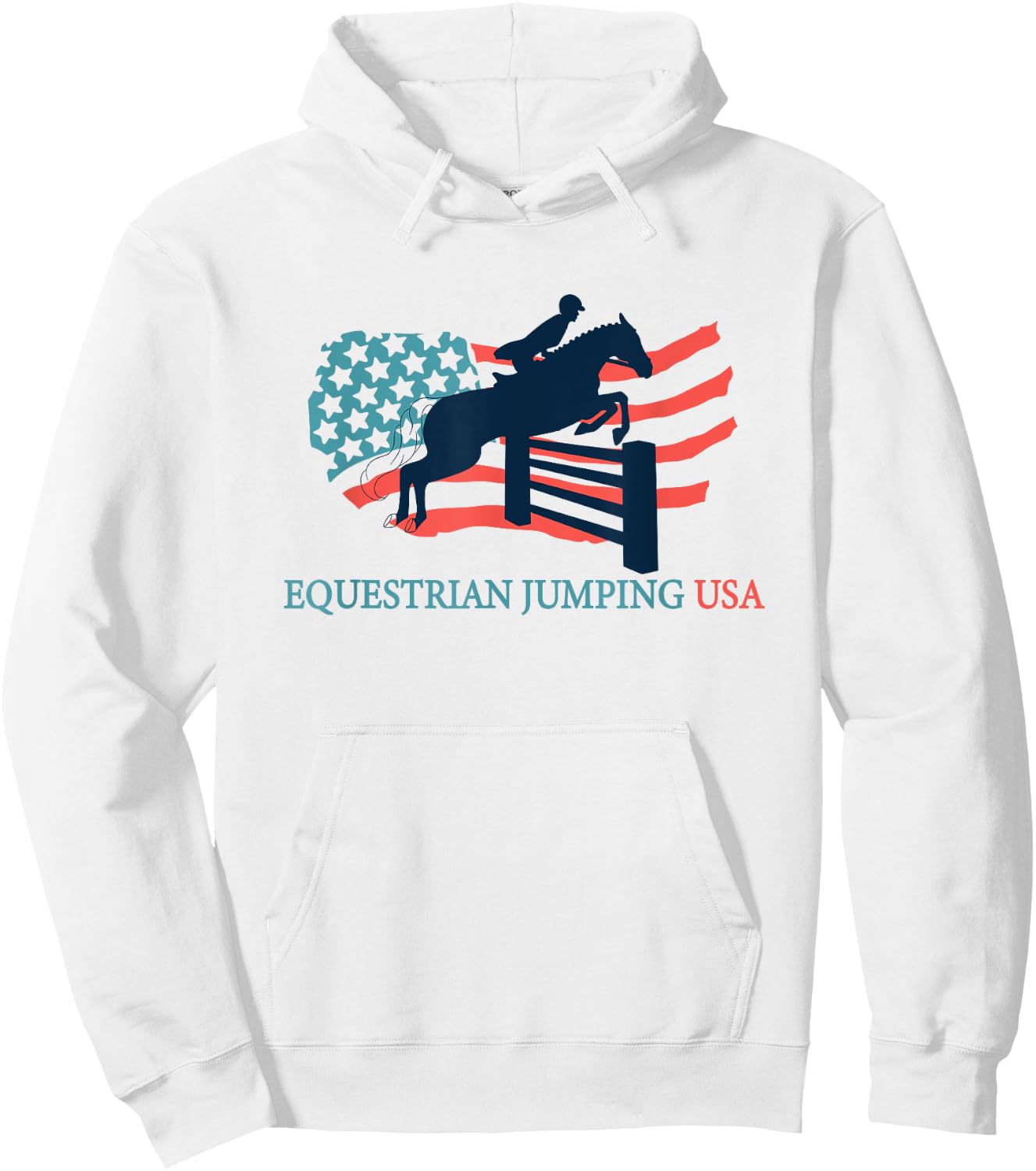 Horse Rider Equestrian Jumping USA Team Coach American Flag Women Kids Men Hoodie - Hoodie | White
