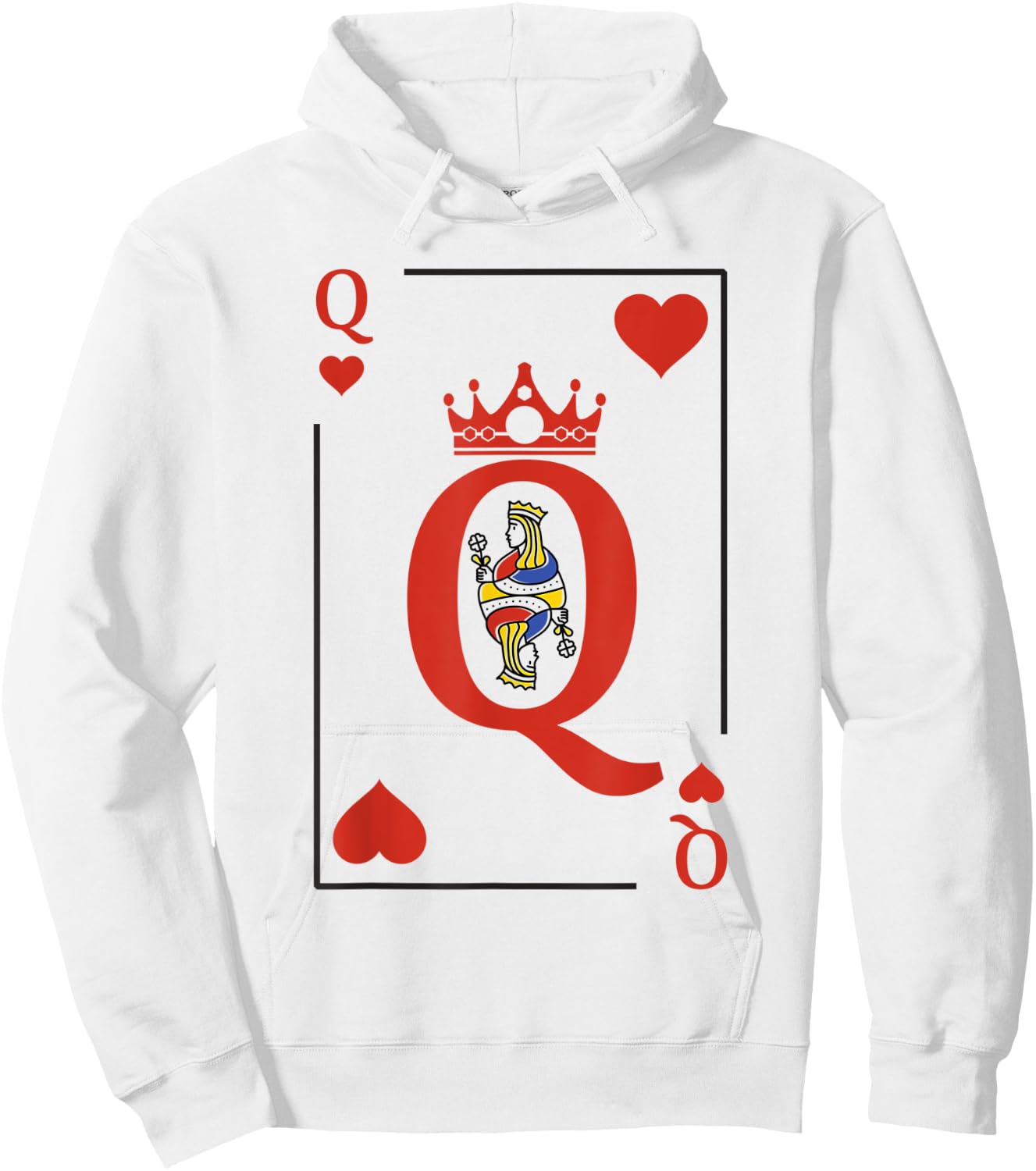 Queen Of Heart Playing Card Poker Halloween Costume Matching Hoodie - Hoodie | White