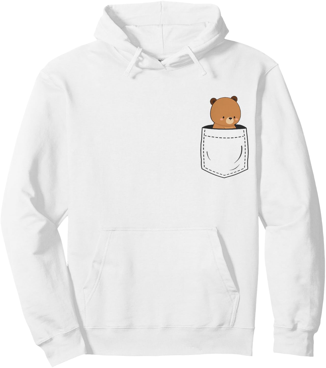 Bear in Pocket Teddy Hoodie - Hoodie | White