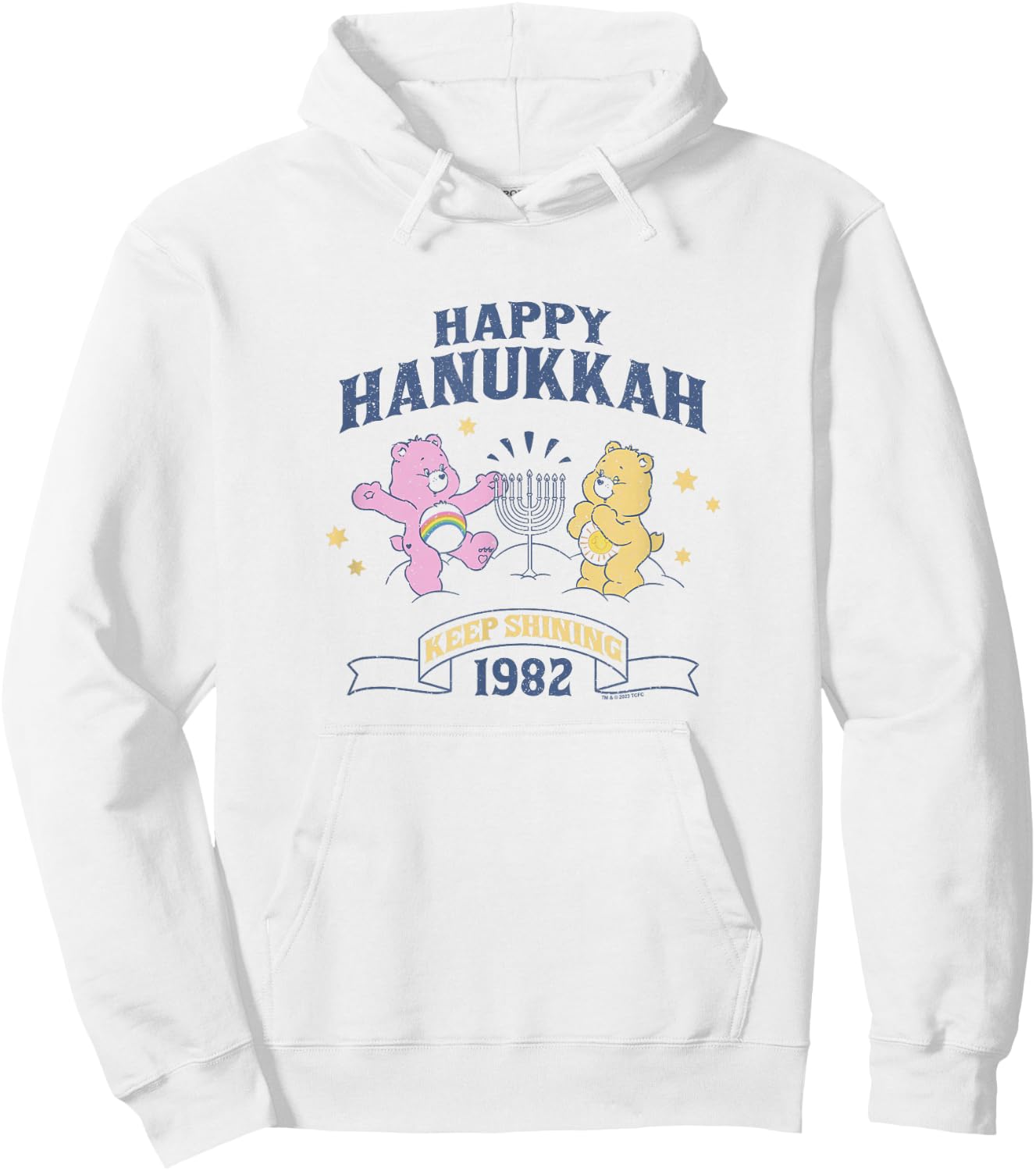 Care Bears Happy Hanukkah Keep Shining 1982 Vintage Holiday Hoodie - Hoodie | White