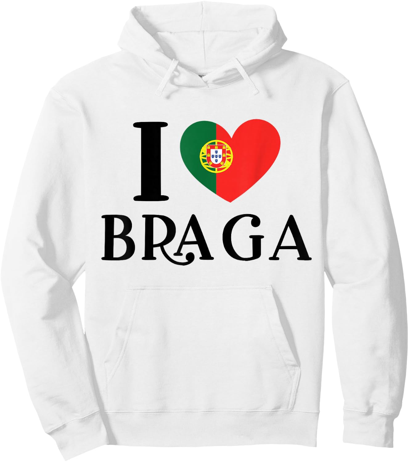I Love Braga Portugal Heart Flag Hoodie - Hoodie | White