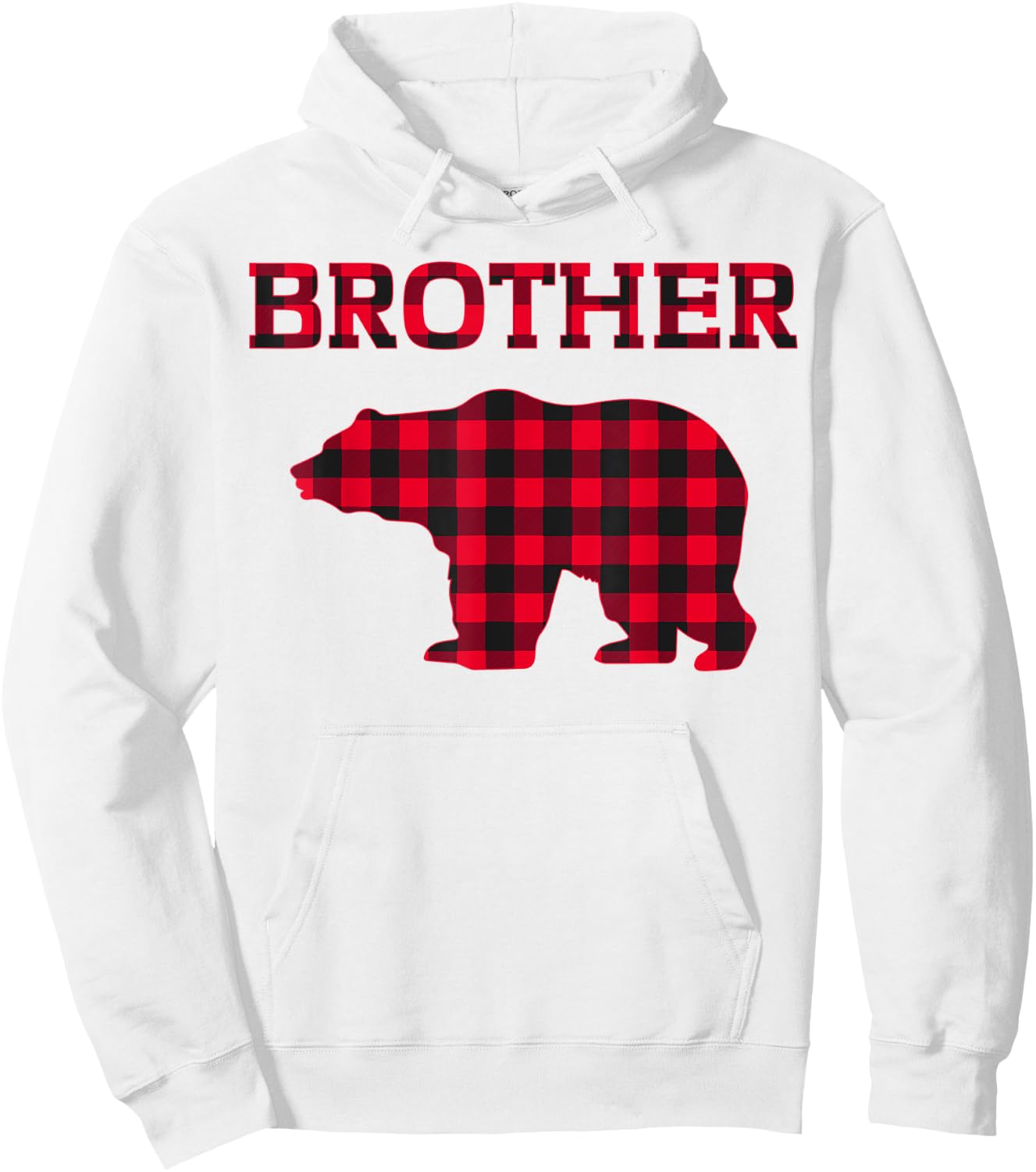 Red Plaid Brother Bear Christmas Buffalo Check Lover Pajama Hoodie - Hoodie | White