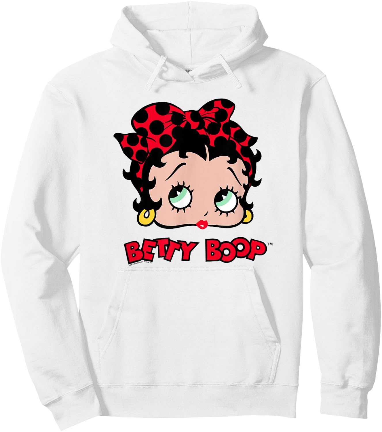 Betty Boop Vintage Classic Dotted Bow Pin Up Portrait Hoodie - Hoodie | White