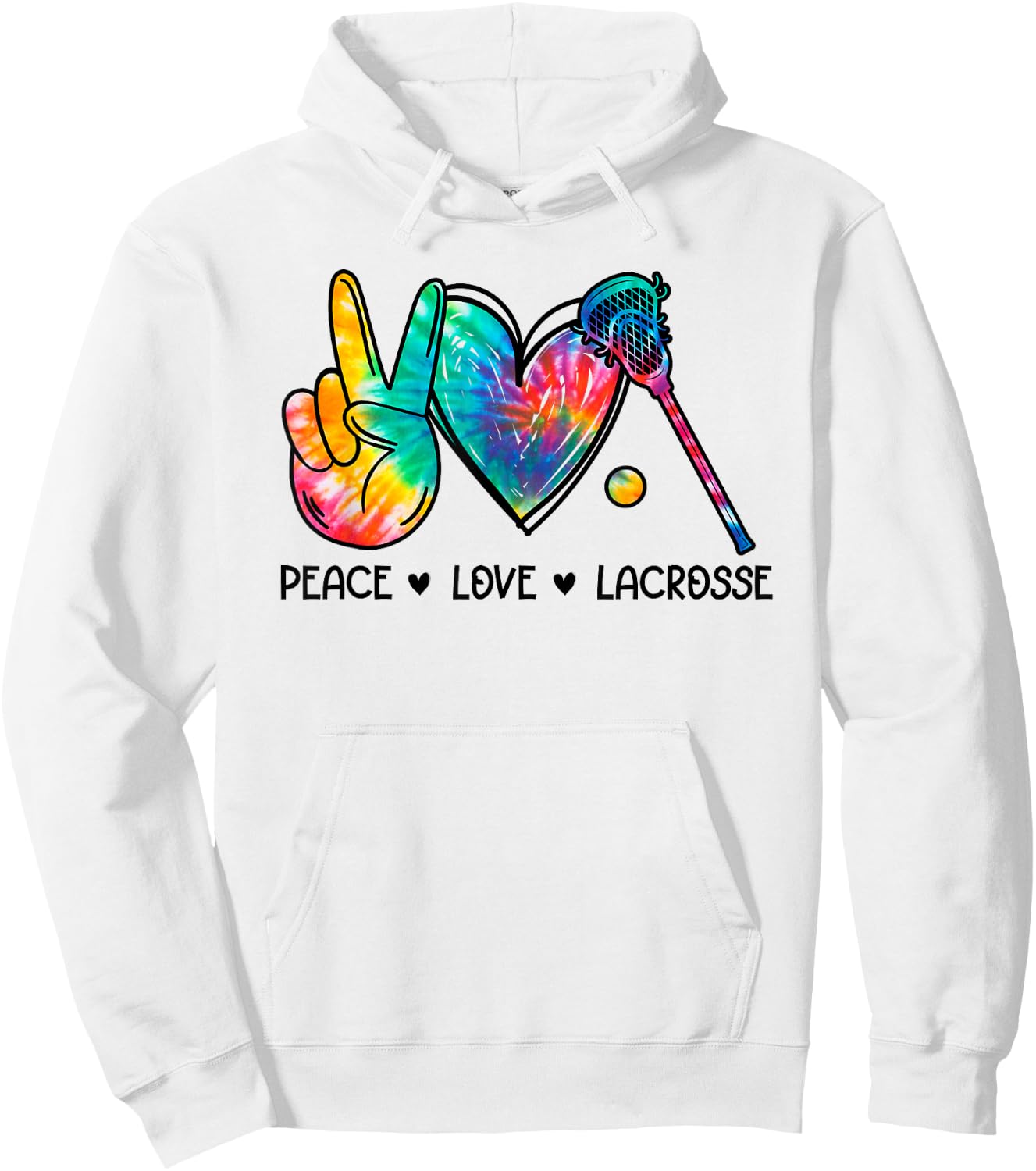 Peace Love Lacrosse Hoodie - Hoodie | White