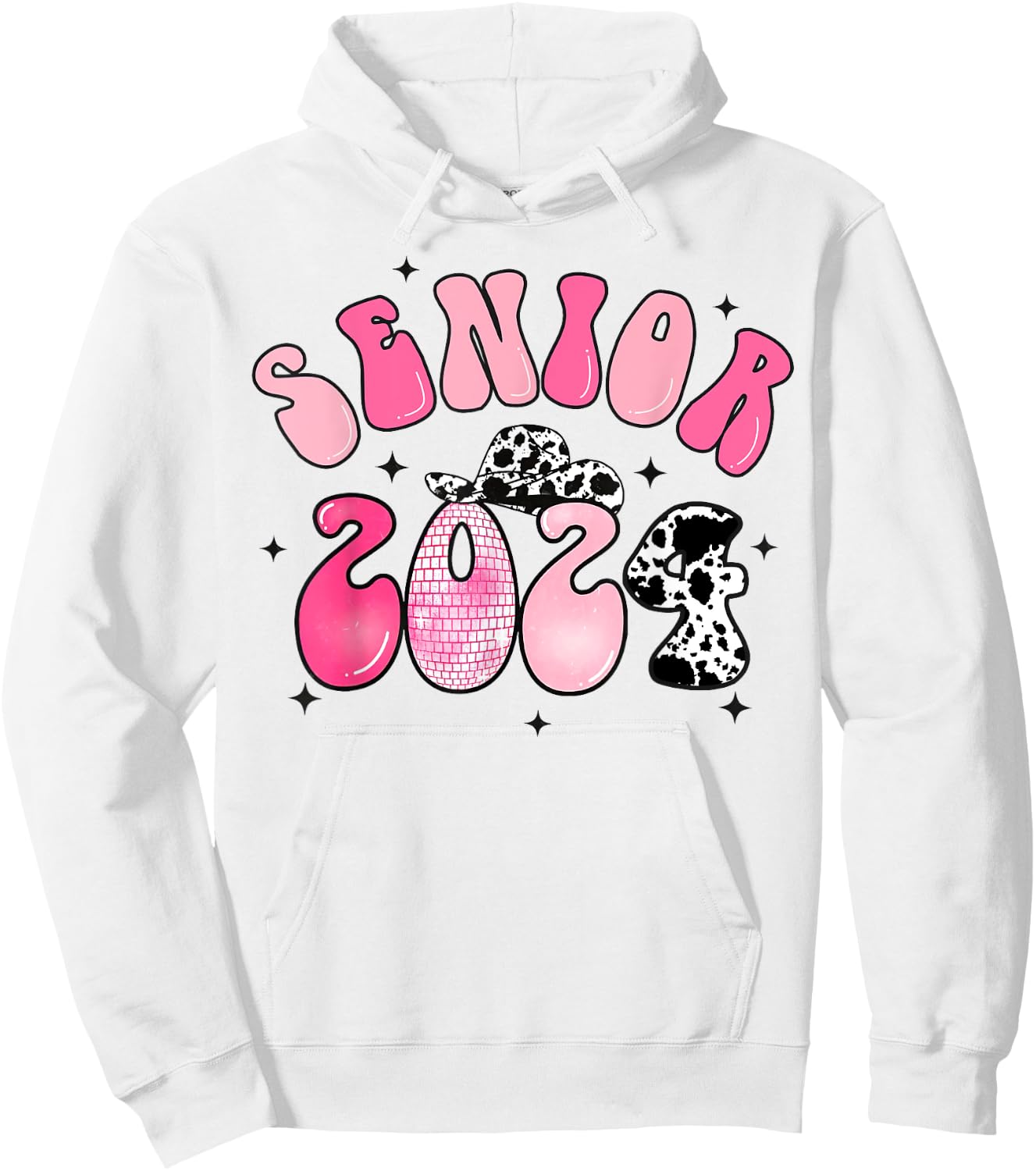 Class Of 2024 Senior Shirt Cowgirl Graduation Disco Groovy Hoodie - Hoodie | White