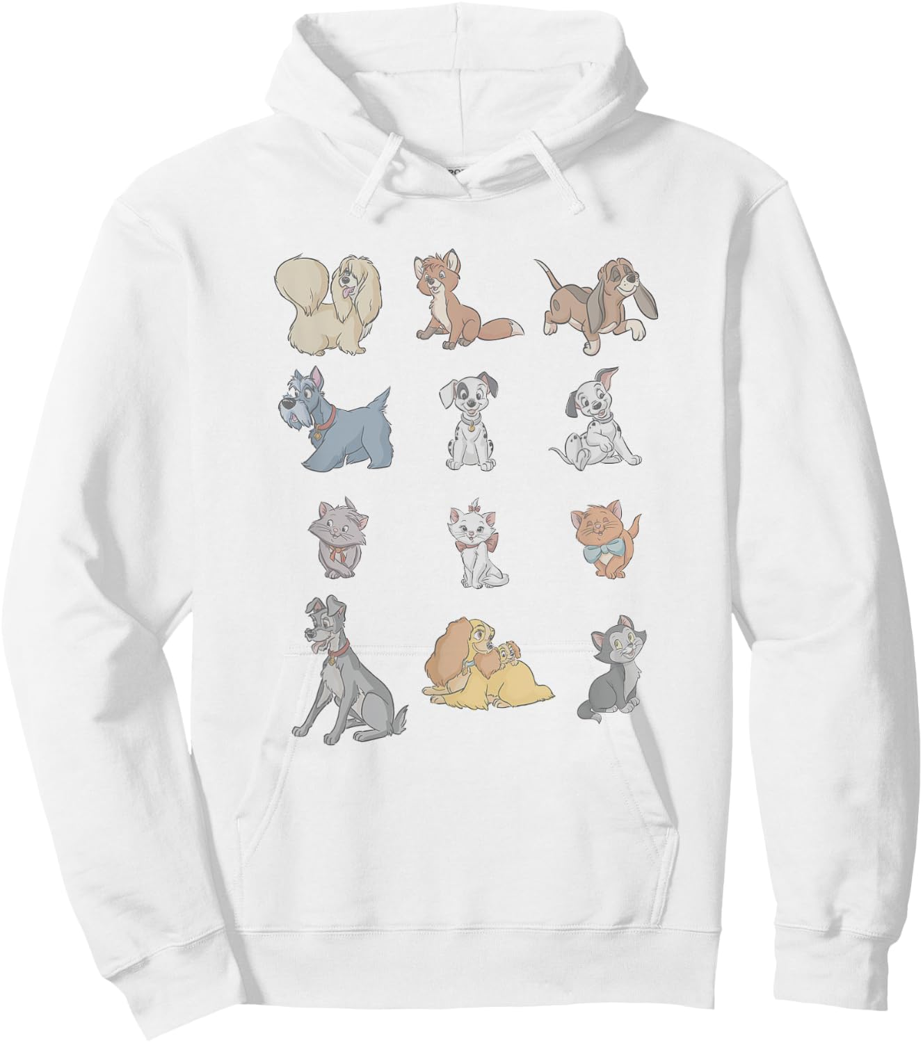 Disney Classic Characters Cats And Dogs Collage Vintage Hoodie - Hoodie | White