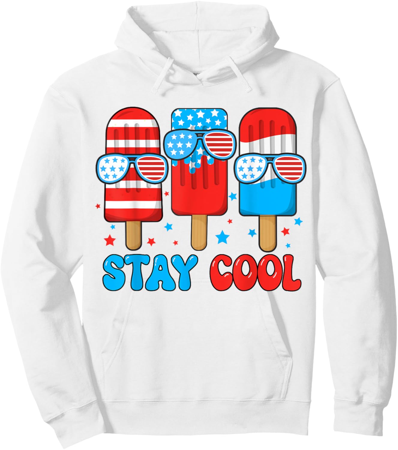 Boy Stay Cool Popsicle 4th July USA Flag Toddler Patriotic Hoodie - Hoodie | White