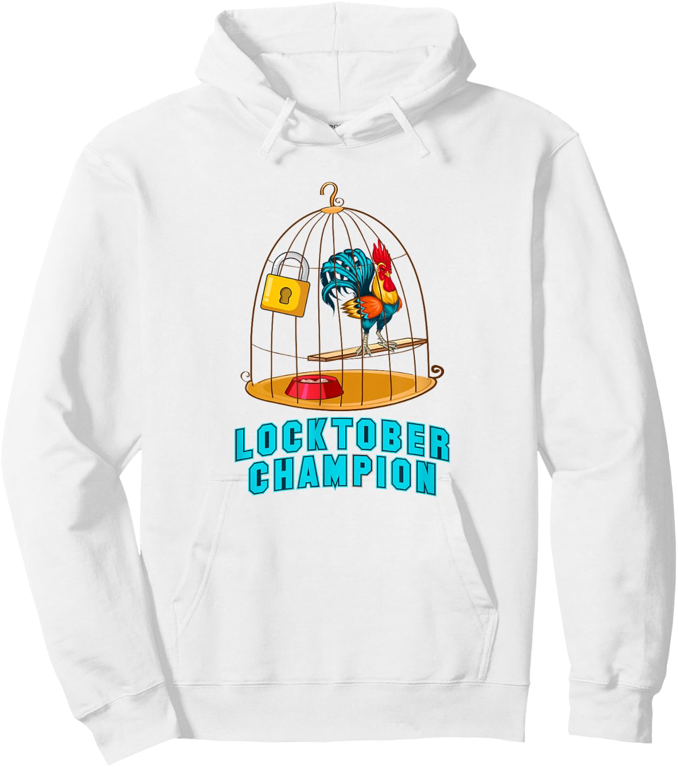Red Rooster Cock Male Chastity Locktober Champion Chicken Hoodie - Hoodie | White