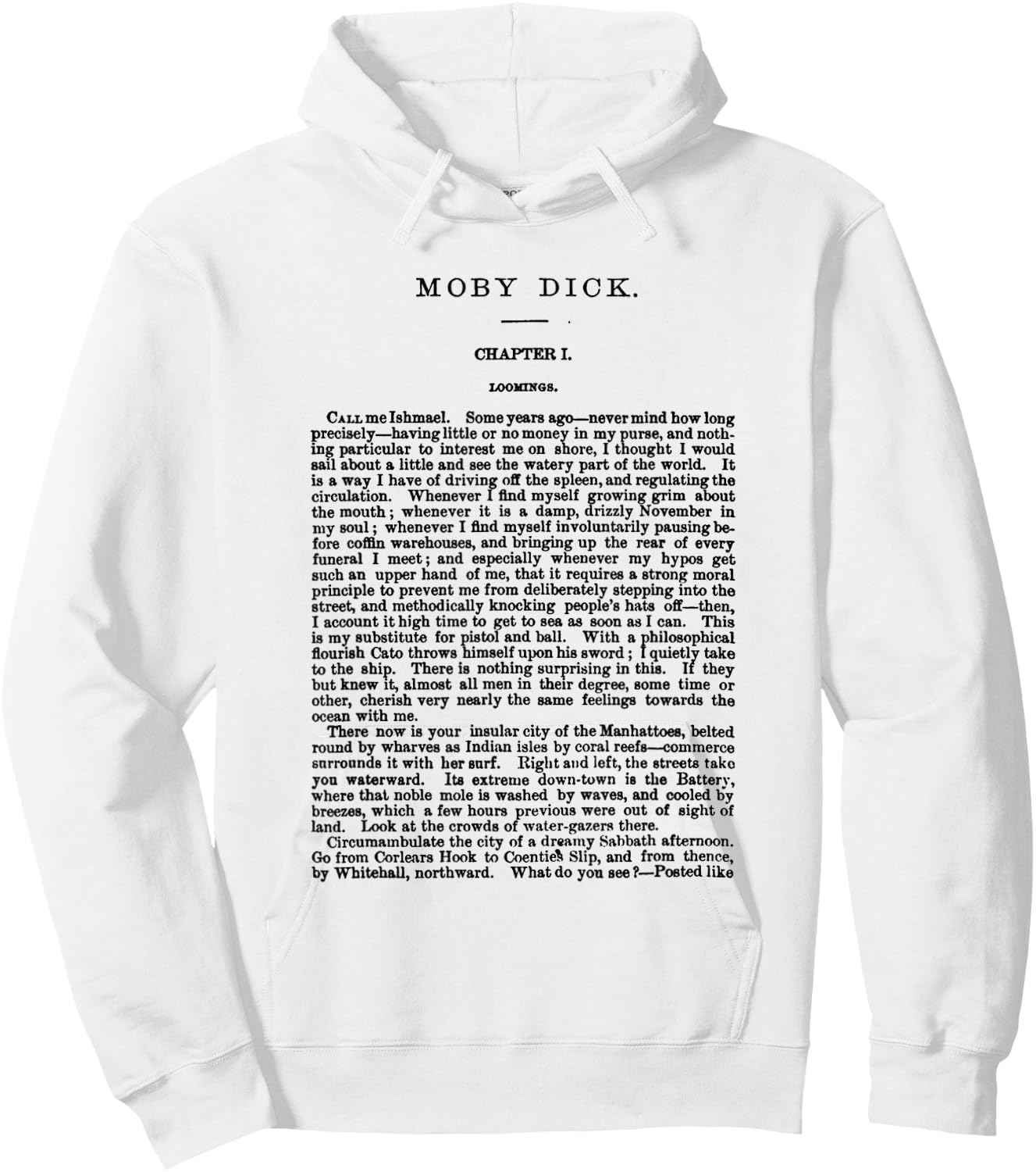 Moby Dick Herman Melville First Page Hoodie - Hoodie | White