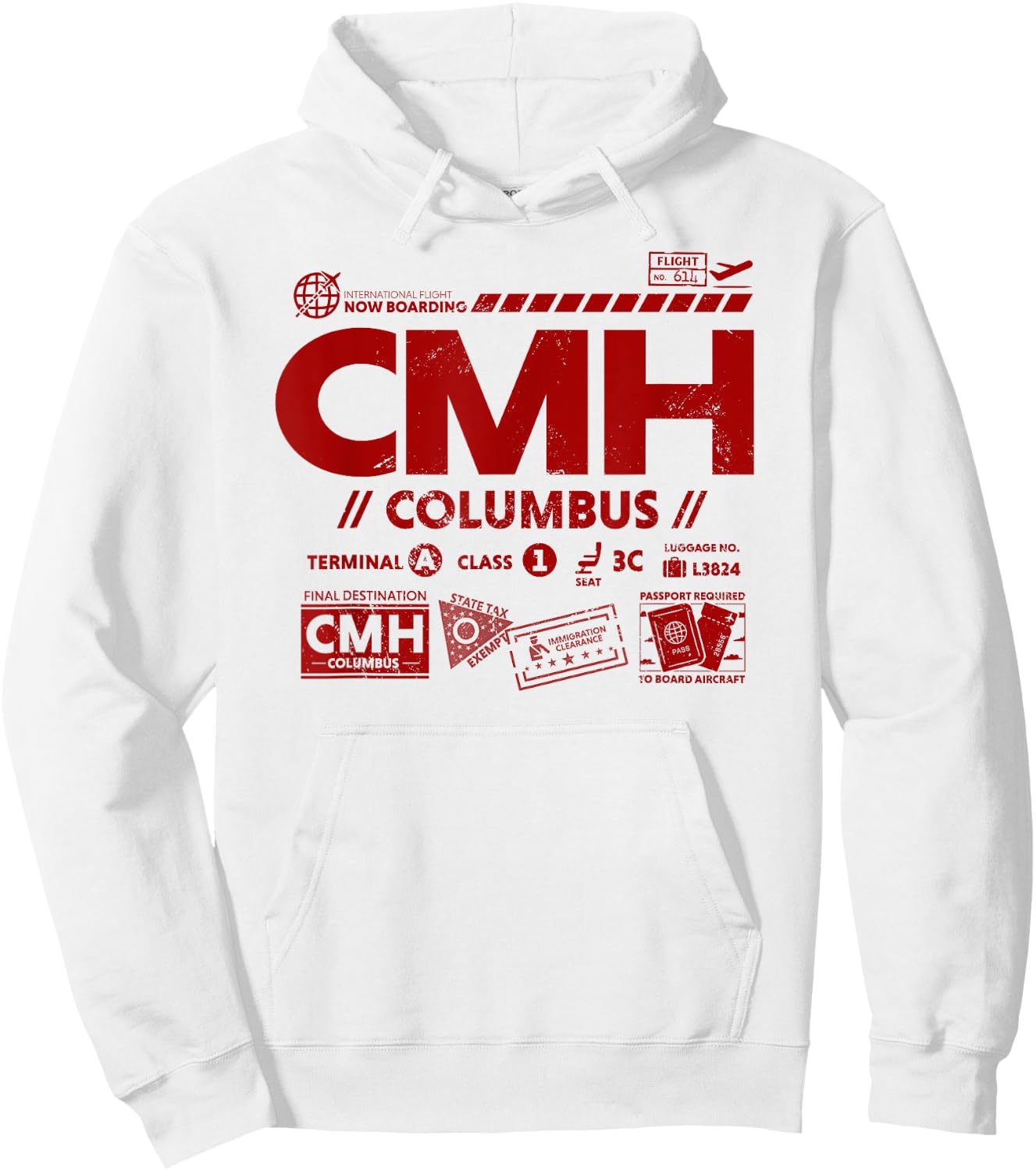 Vintage Columbus CMH Airport Code Travel Day Retro Ohio Tag Hoodie - Hoodie | White