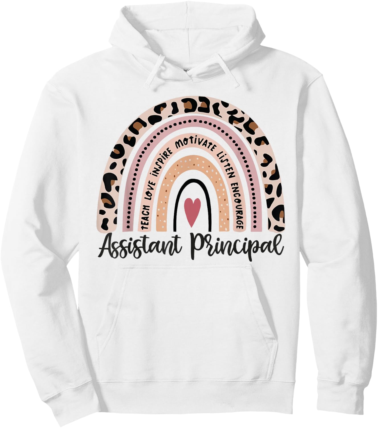 Assistant Principal Funny School Worker leopard rainbow Hoodie - Hoodie | White