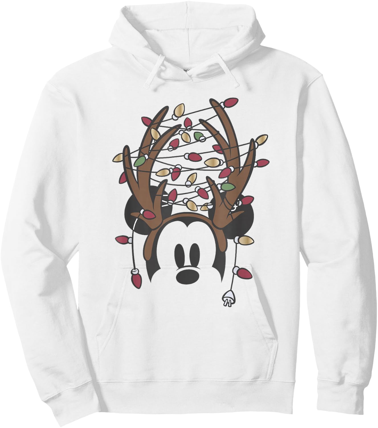 Disney Mickey Christmas Tangled Lights Antlers Hoodie - Hoodie | White