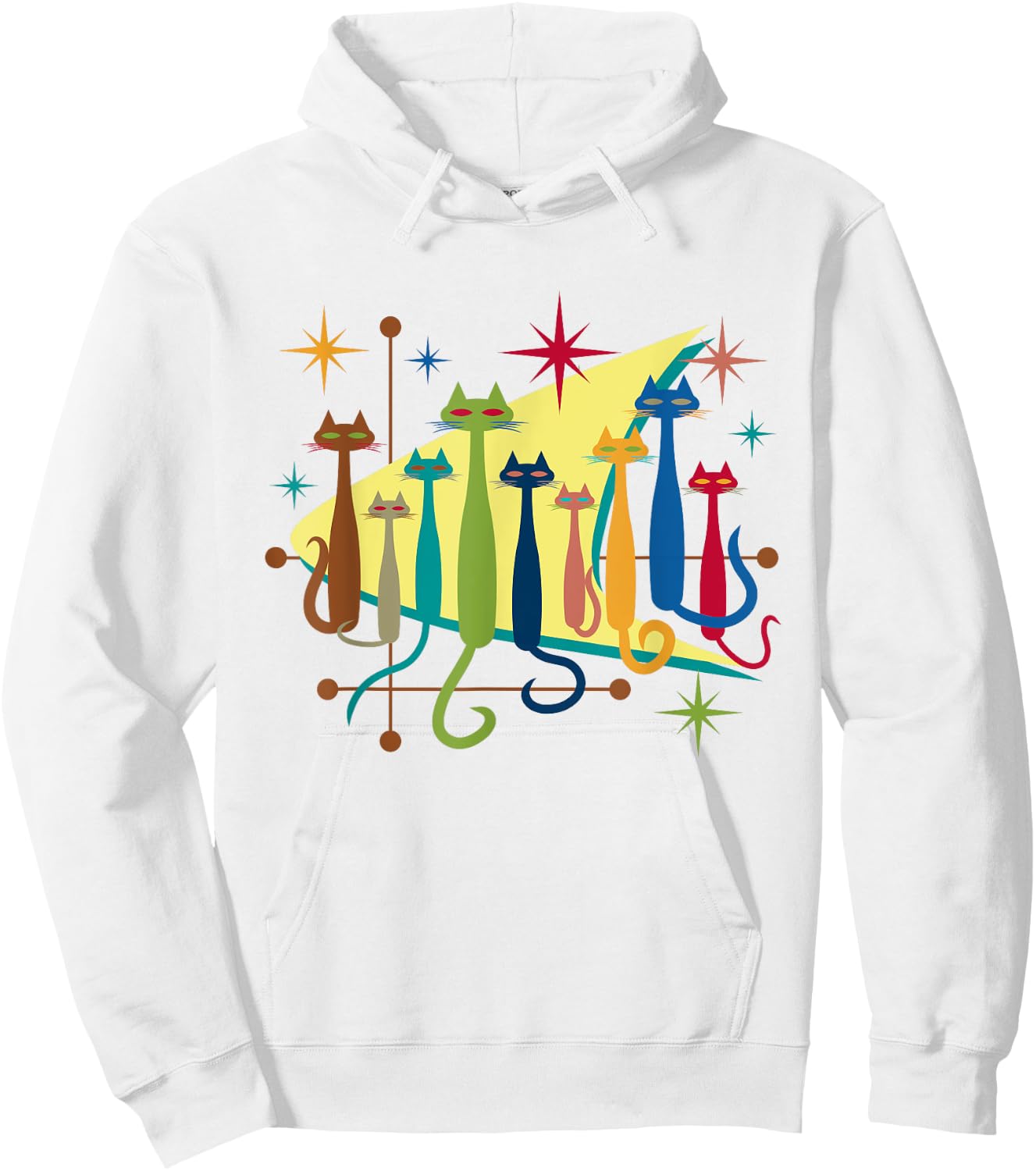Cats Vintage Retro Mid-Century Modern Look 50s 60s Style Hoodie - Hoodie | White