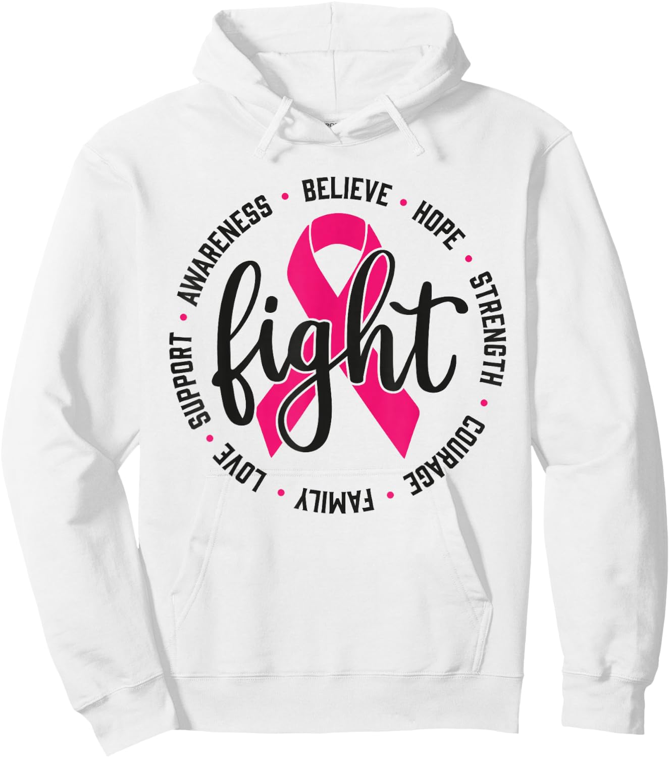 Fight Breast Survivor Pink Ribbon Breast Cancer Awareness Hoodie - Hoodie | White