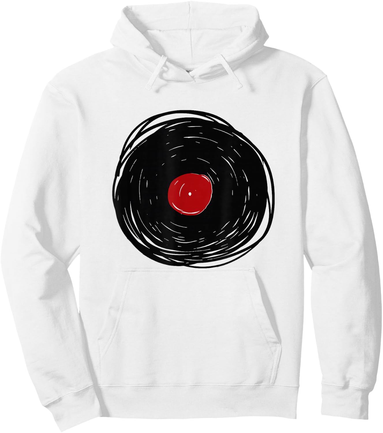 Vinyl Record Drawing - LP Collector Hoodie - Hoodie | White