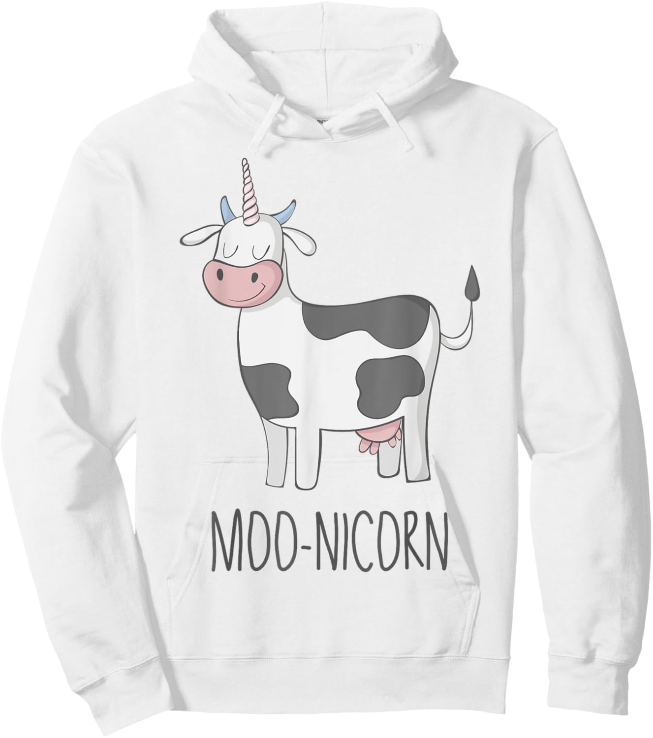 Moonicorn Funny Cow Unicorn T Shirt for Kids and Adults Hoodie - Hoodie | White