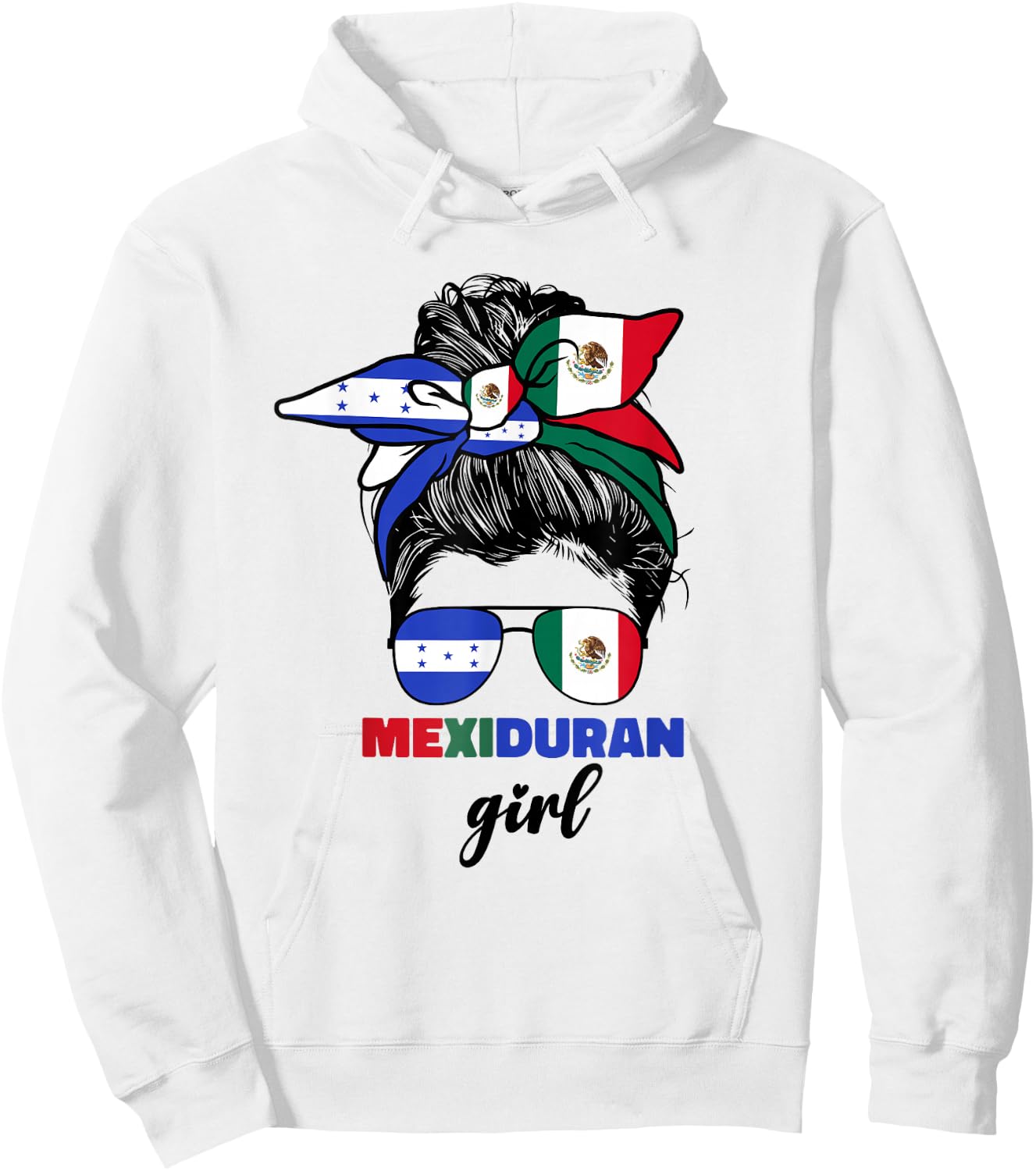 Half Mexican And Honduran Mexico Honduras Flag Girl Hoodie - Hoodie | White
