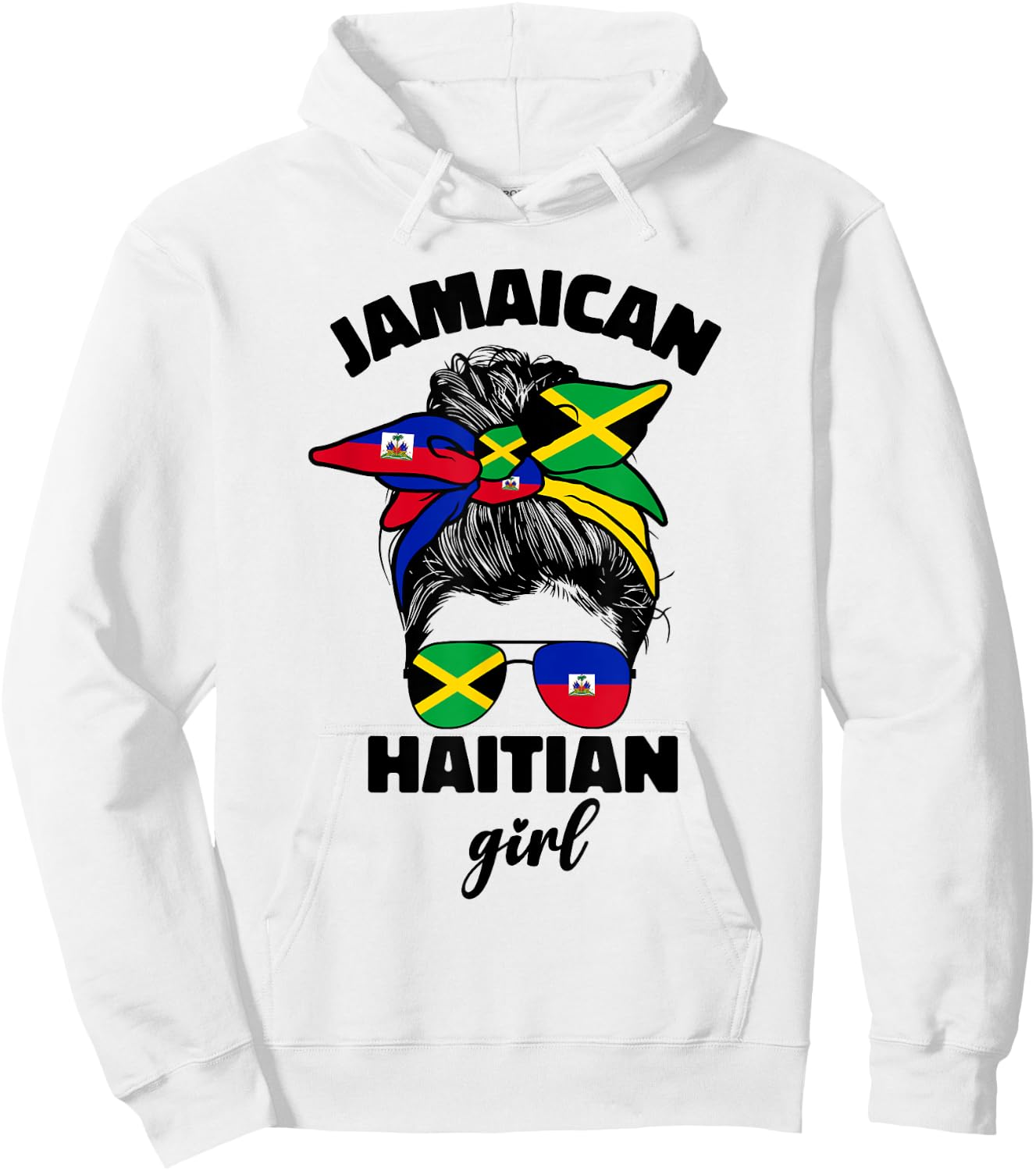 Half Jamaican Haitian Jamaica Flag Haiti Ayiti Girl Women Hoodie - Hoodie | White