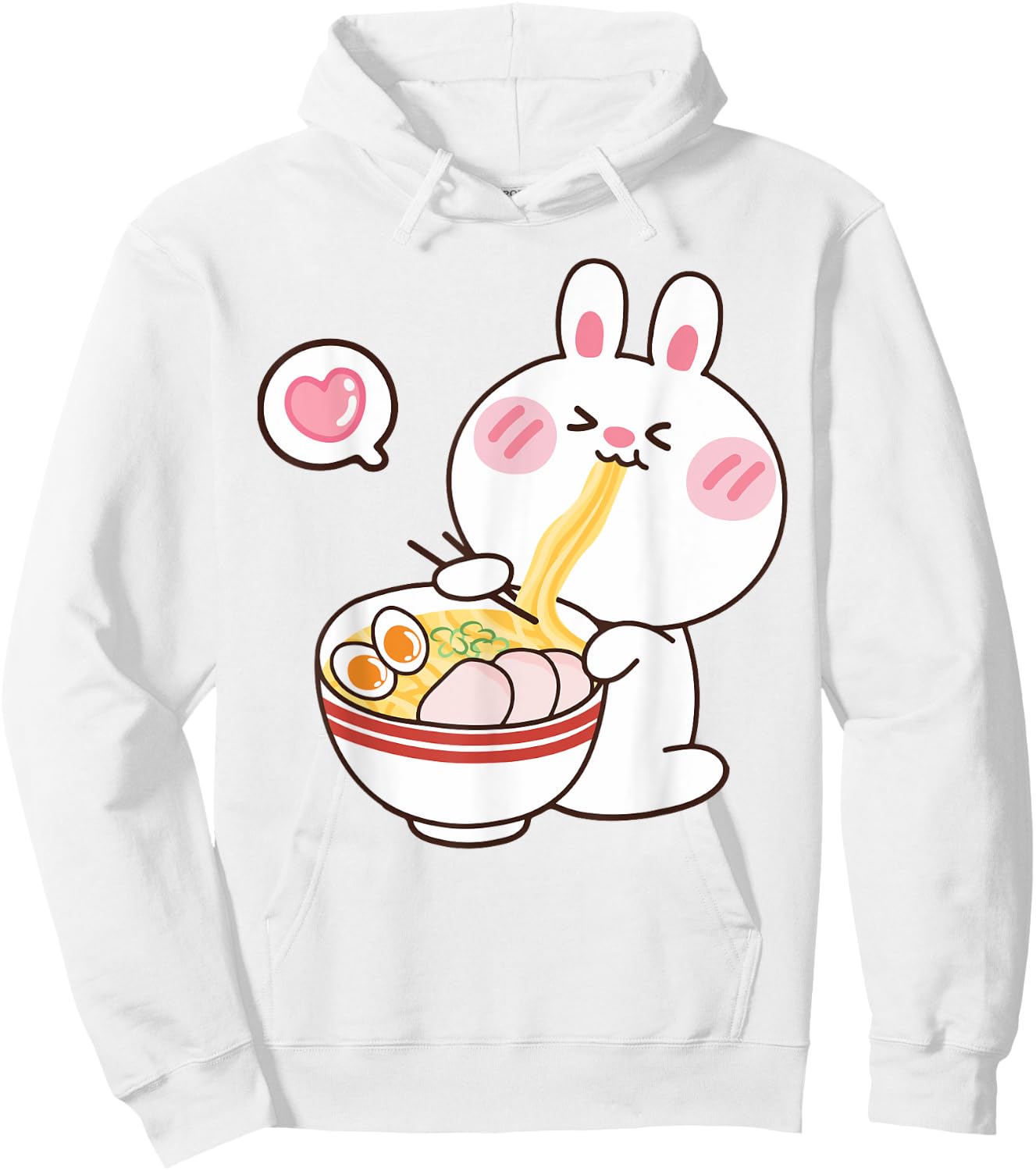 Cute Rabbit Ramen Noodle Toddler Girl Teen Kids Kawaii Anime Hoodie - Hoodie | White