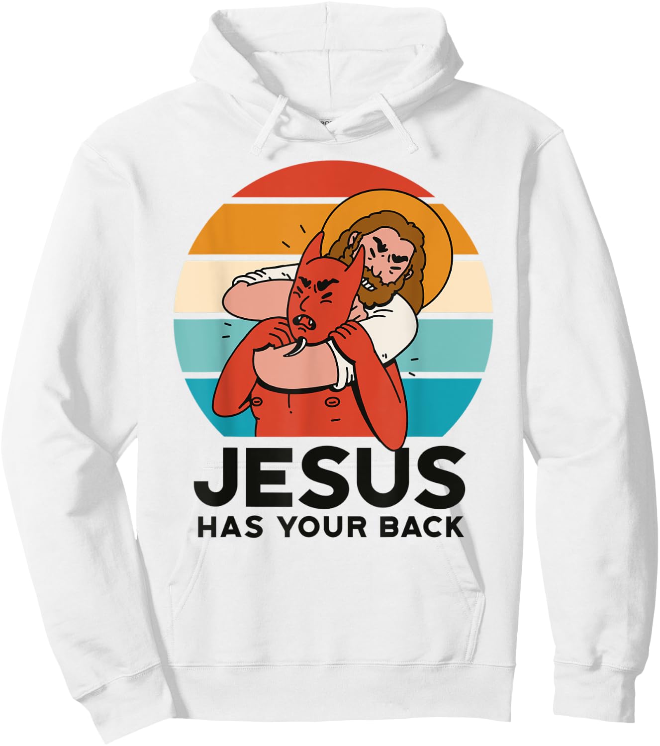 Jesus Has Your Back The Devil Sunset Graphic Funny Christian Hoodie - Hoodie | White