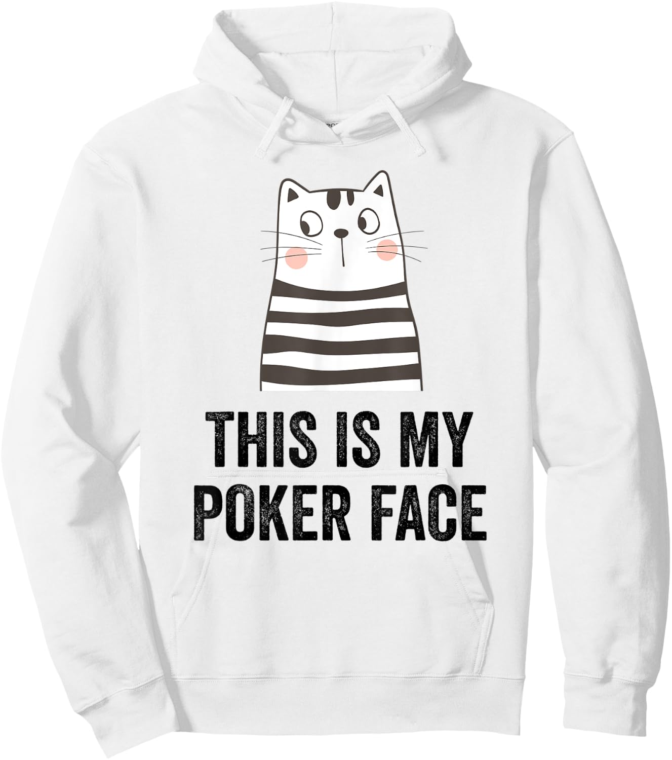 Cat poker player funny cat face cat lover playing cards cats Hoodie - Hoodie | White