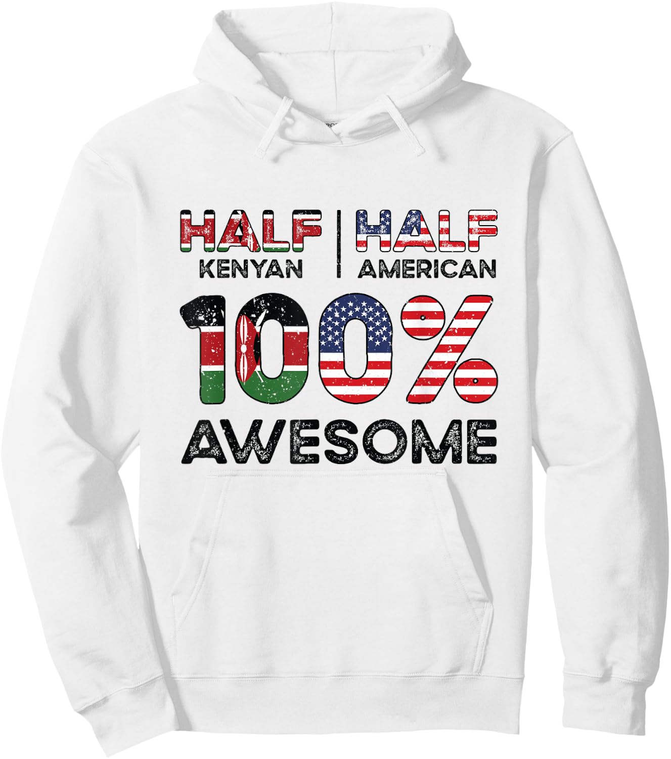 Kenyan American Patriot USA Grown Kenya US Flag Hoodie - Hoodie | White