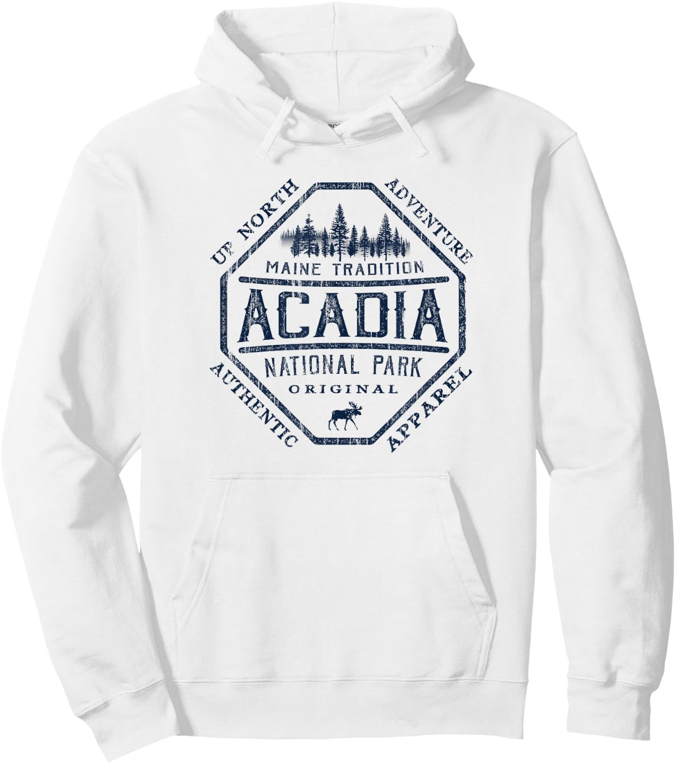 Acadia National Park Destinations Vintage , -Adults, Grey, Small, Short Sleeve, Classic Fit Hoodie - Hoodie | White