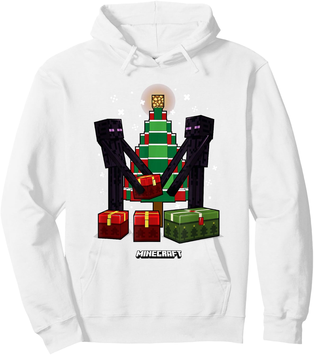Minecraft Christmas Endermen Gift Exchange Xmas Tree Hoodie - Hoodie | White