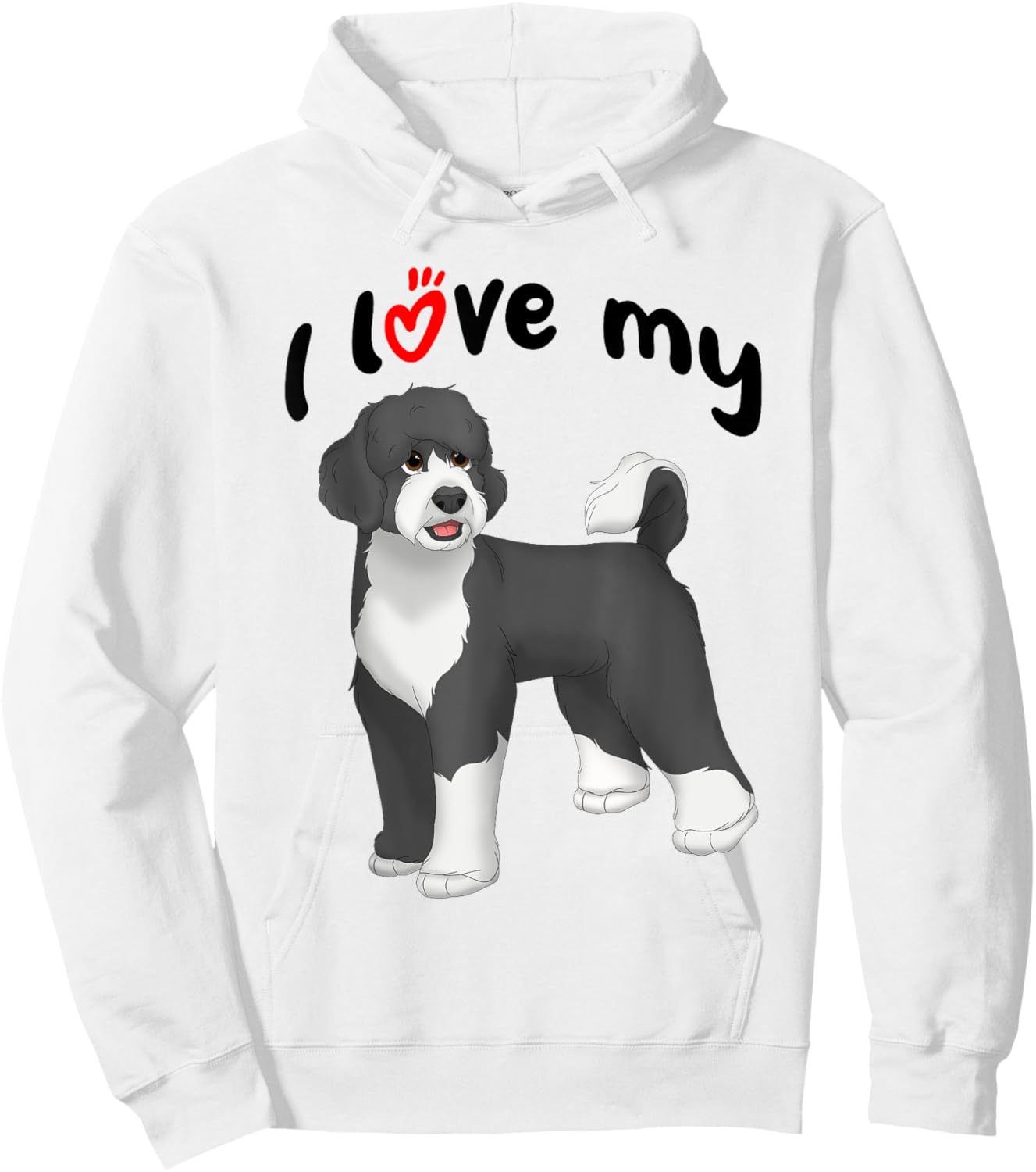 I Love My Black and White Portuguese Water Dog Hoodie - Hoodie | White