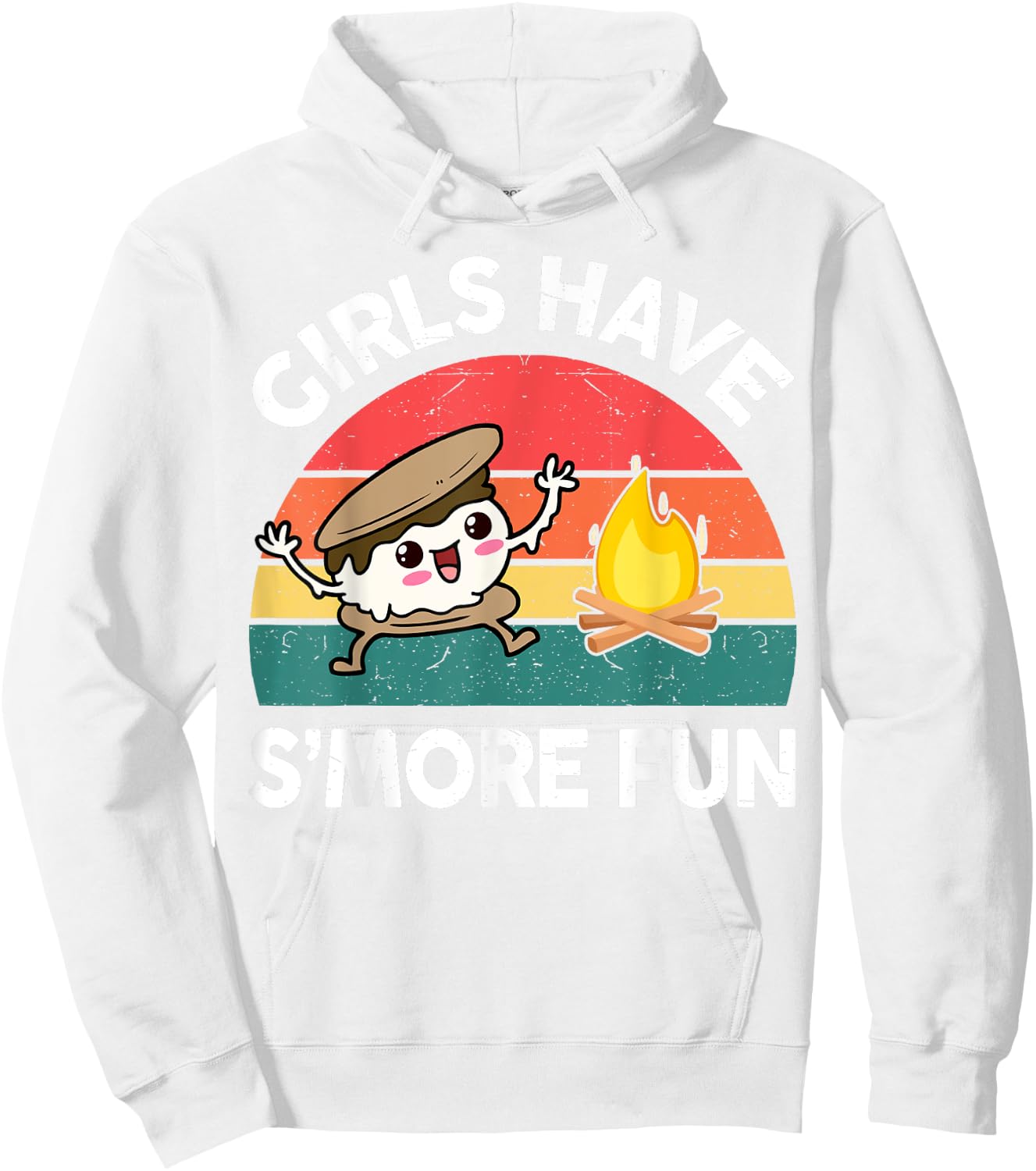 Girl Have Smore Fun One Happy Camper Kids Toddler Camping Hoodie - Hoodie | White