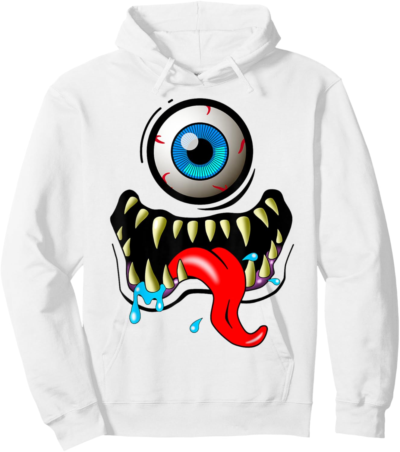 Monster Face Funny Hoodie - Hoodie | White
