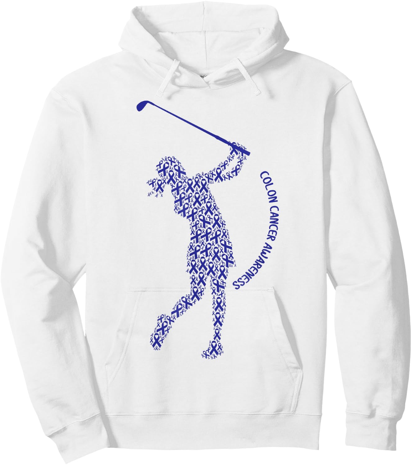 Colon Cancer Awareness Blue Ribbon Survivor - Golf Swing Hoodie - Hoodie | White