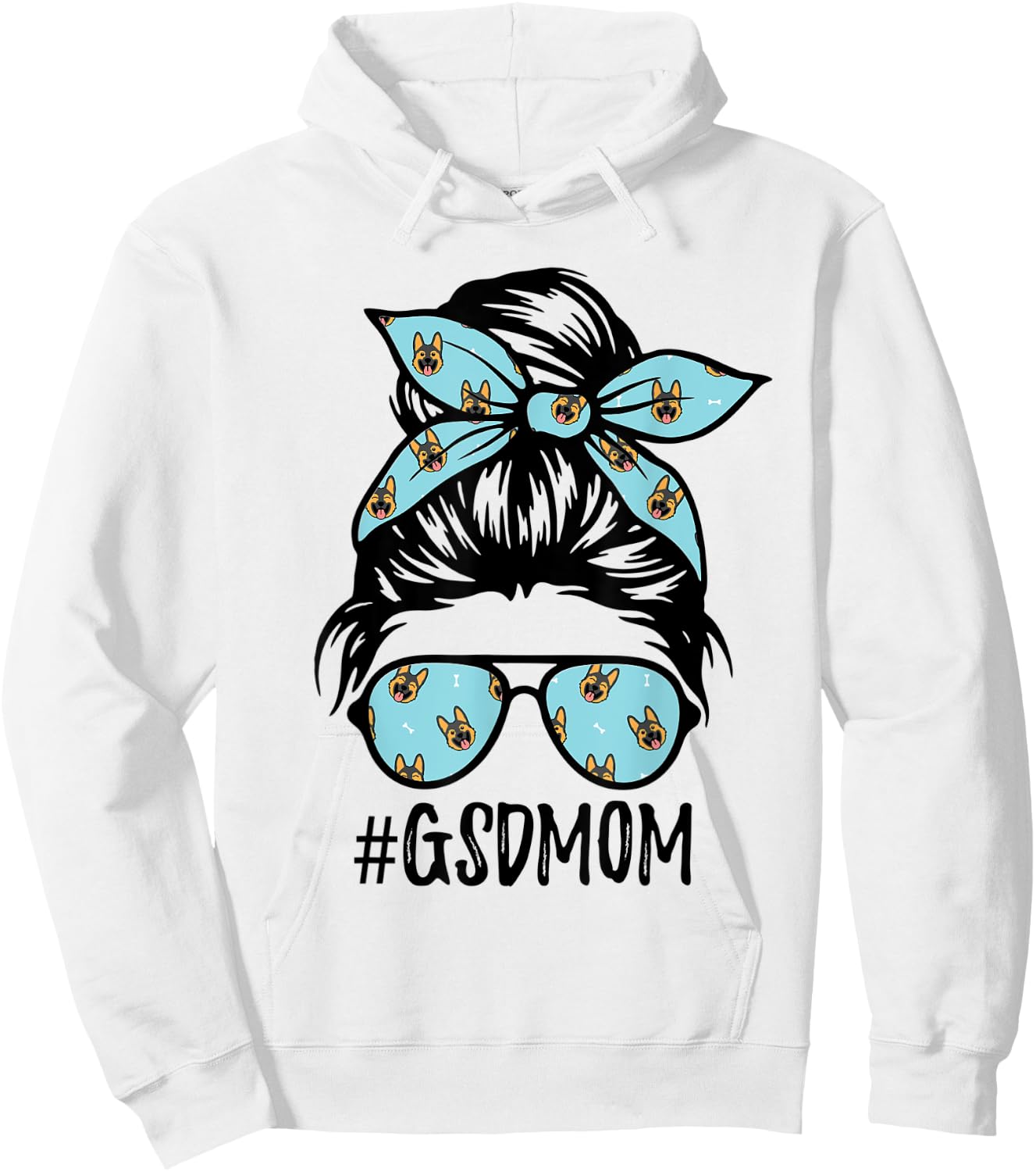 GSD Mom Life German Shepherd Mama Messy Bun Women Dog Mother Hoodie - Hoodie | White