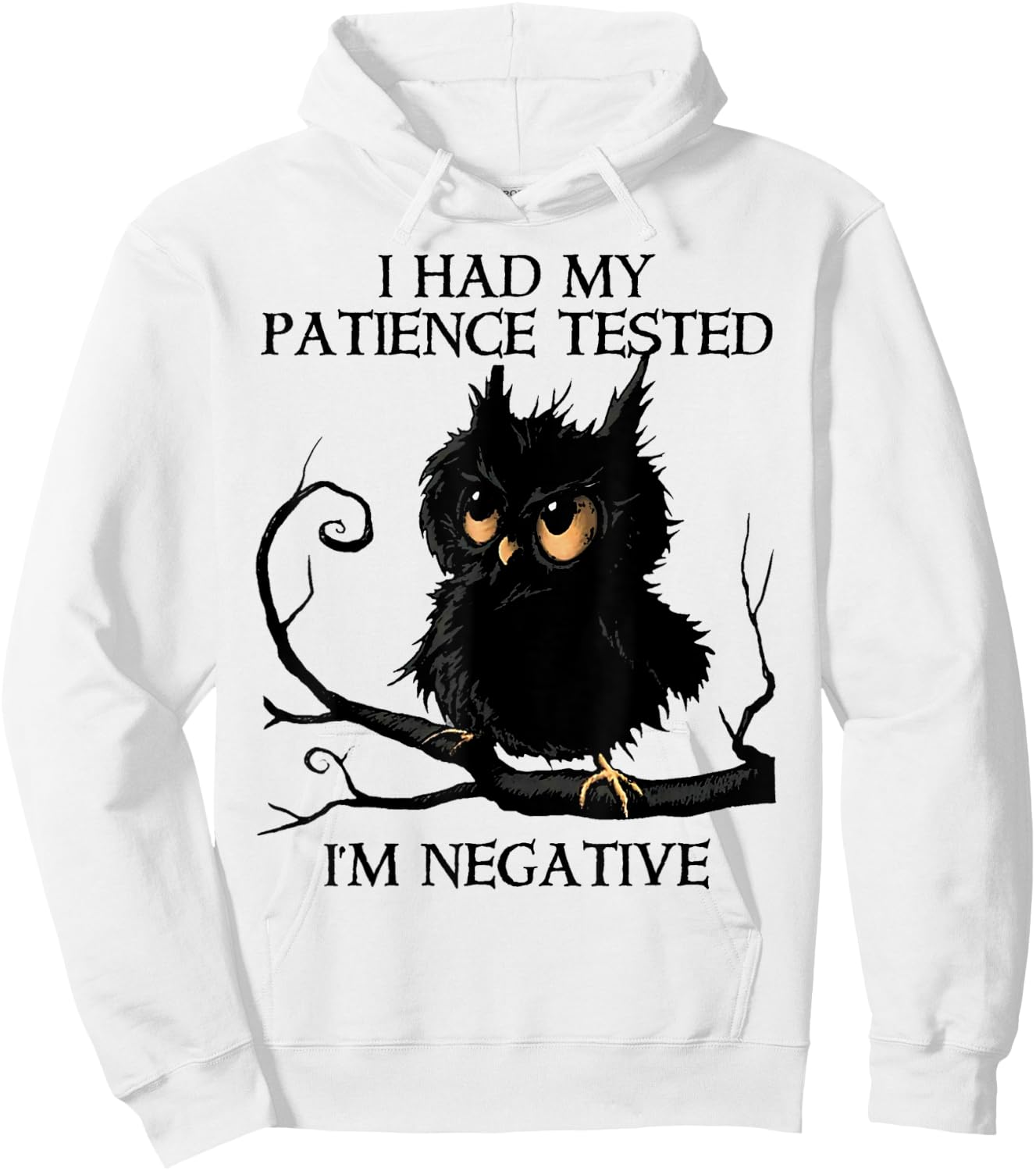 Funny I Had My Patience Tested I'm Negative Owl Gift Hoodie - Hoodie | White