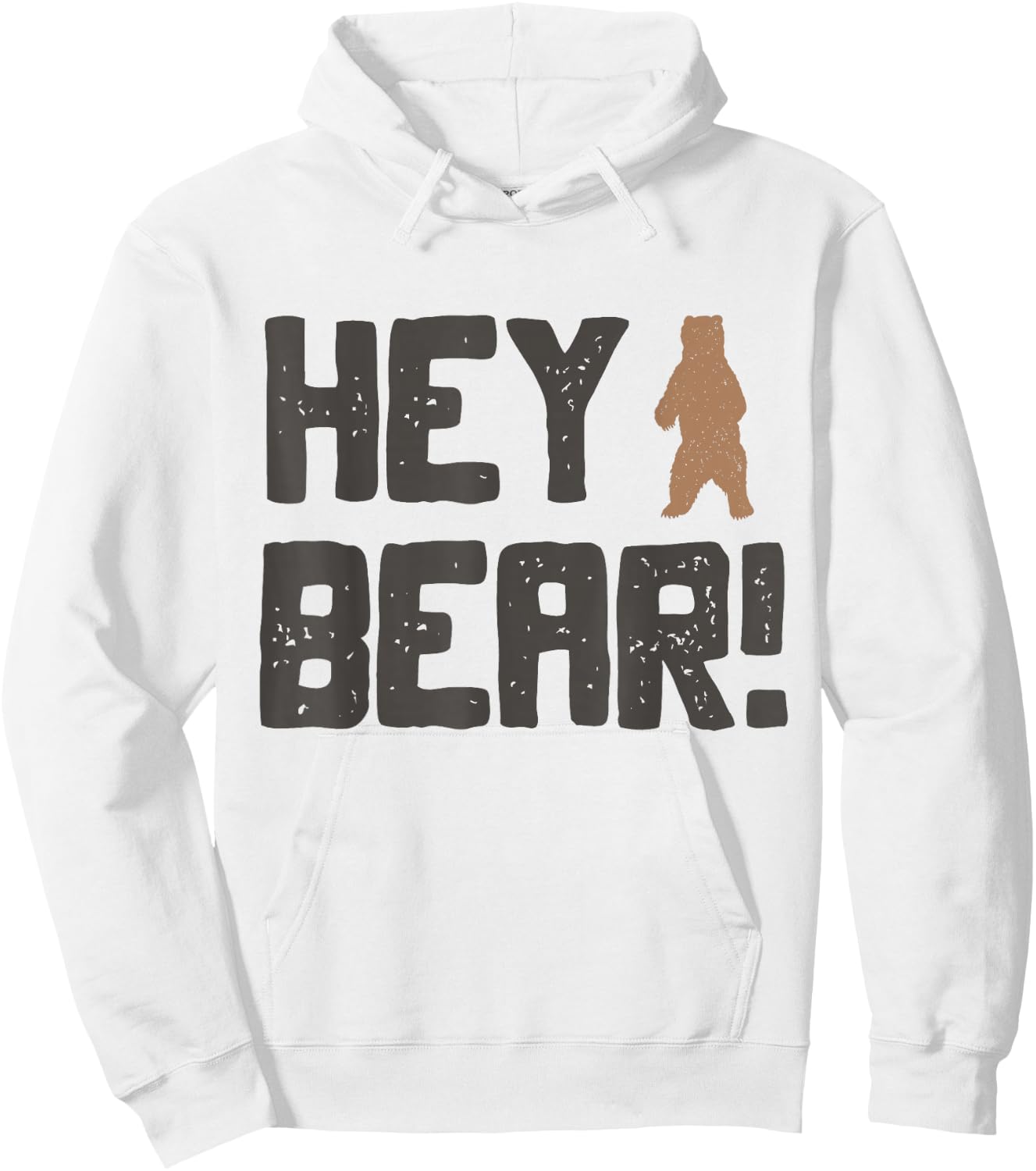 Hey Bear! Funny Hiking Outdoors Black Grizzly Bear Survival Hoodie - Hoodie | White