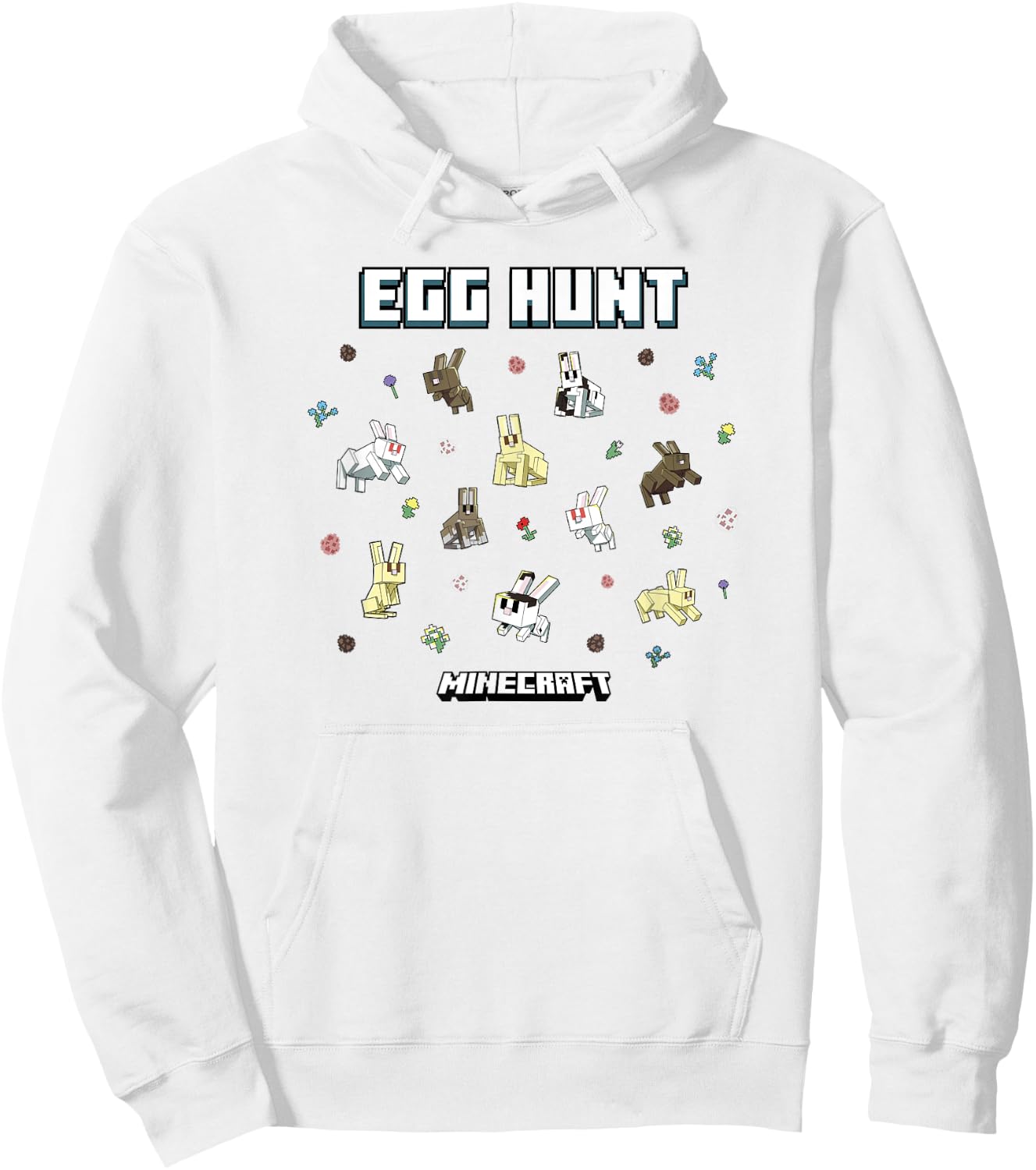 Minecraft Easter Egg Hunt Jumping Rabbits Eggs And Flowers Hoodie - Hoodie | White
