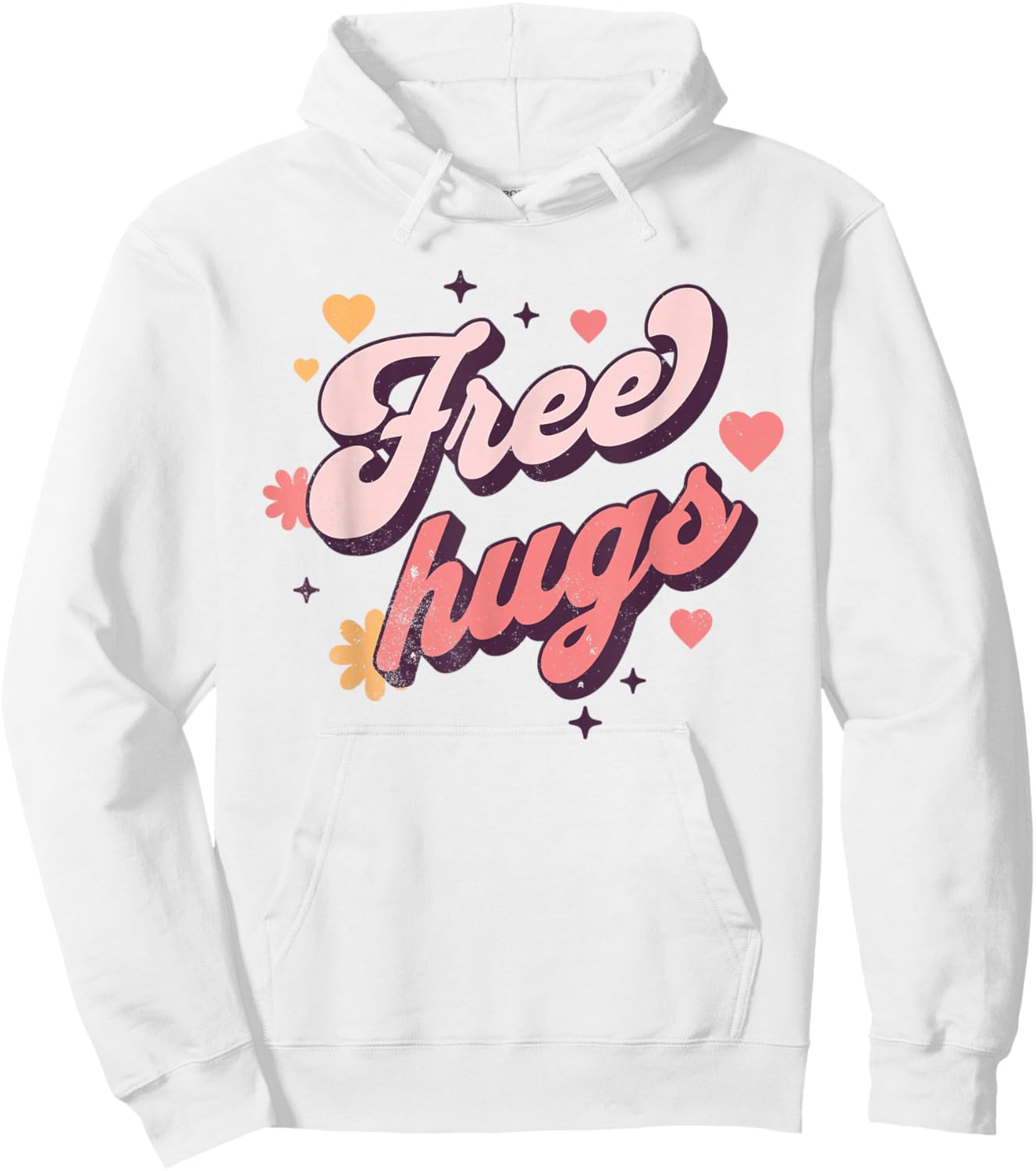 Aesthethic Free hugs Day, Retro Vintage Free Hug Day Hugging Hoodie - Hoodie | White