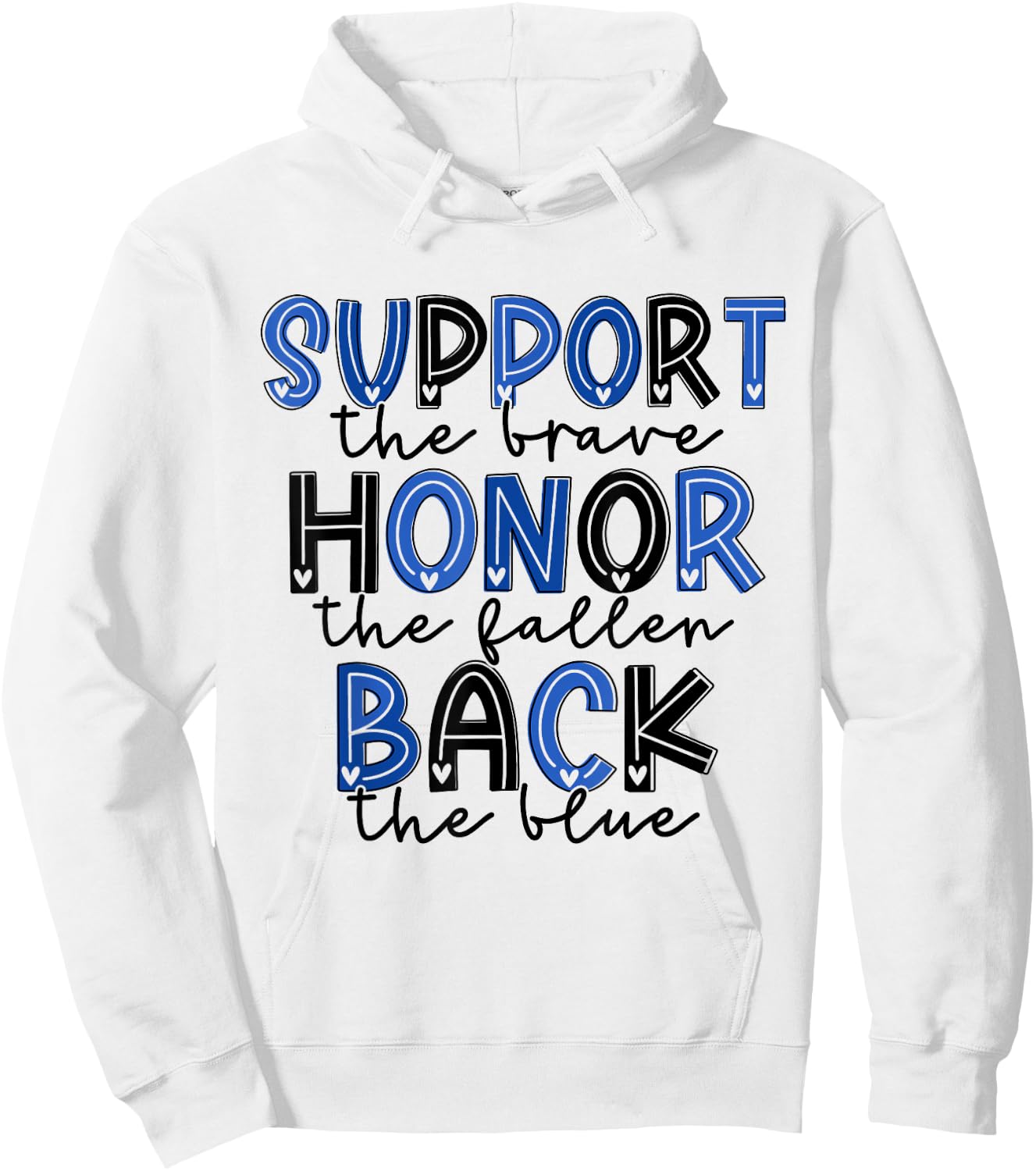 Support the Brave Honor The Fallen Back The Blue Police Wife Hoodie - Hoodie | White