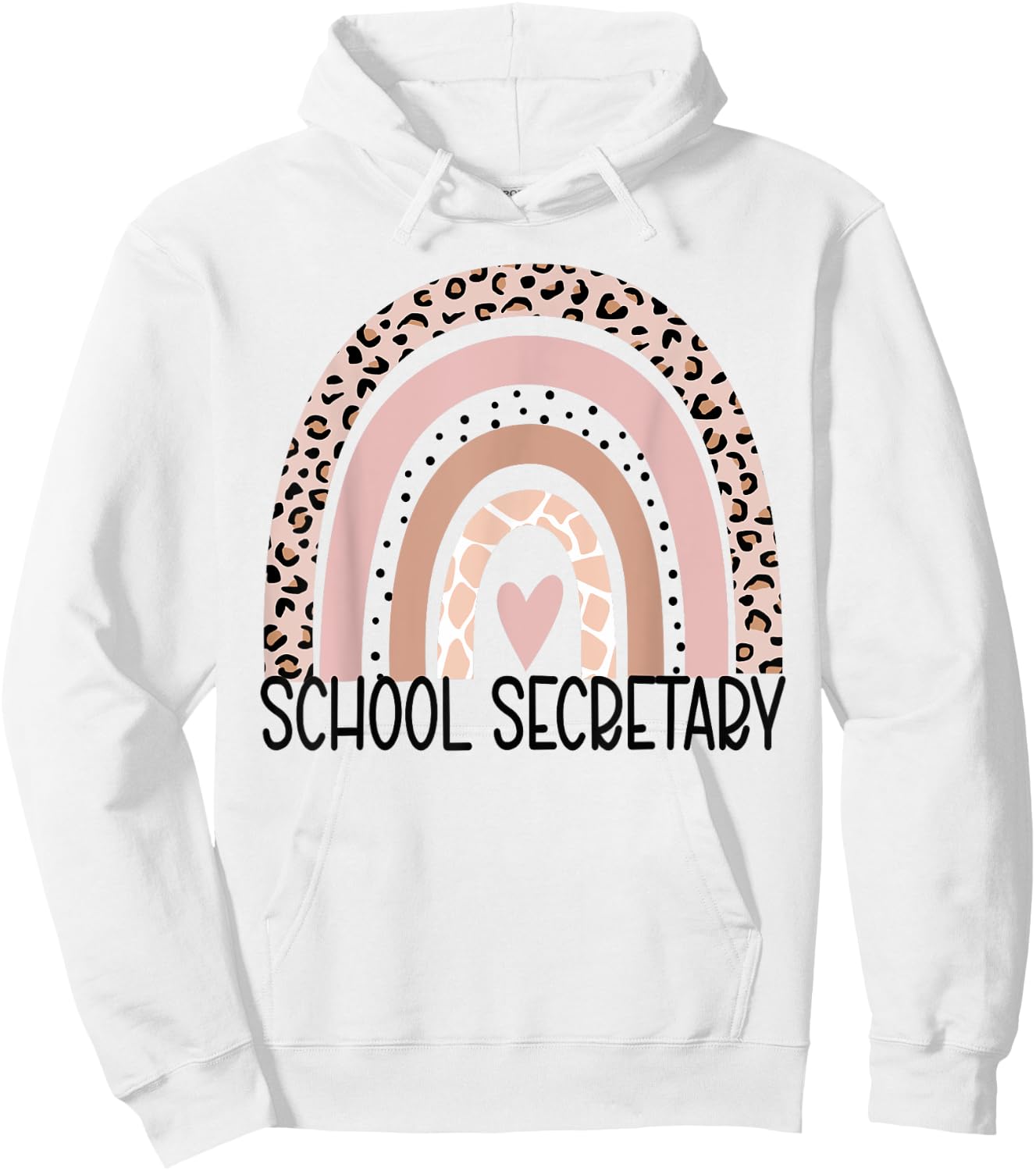 School Secretary leopard rainbow Cute School Secretary Hoodie - Hoodie | White