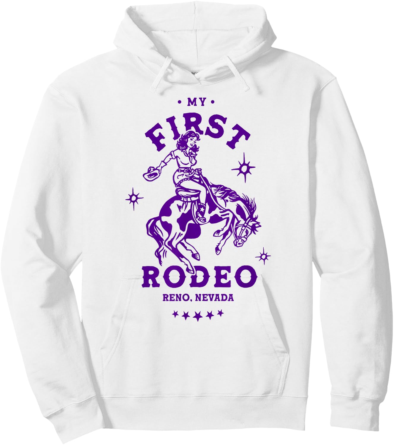 Reno, Nevada First Rodeo Funny Retro Western Cowgirl Travel Hoodie - Hoodie | White