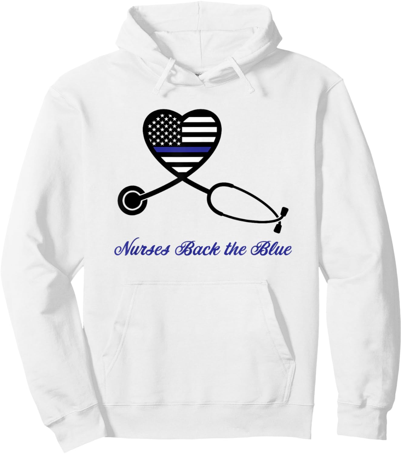 Thin Blue Line Nurses Back the Blue Nursing Stethoscope Cop Hoodie - Hoodie | White