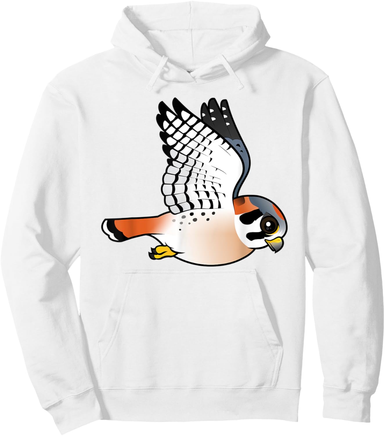 Cute Cartoon Flying Kestrel Falcon | Bird of Prey Raptor Hoodie - Hoodie | White