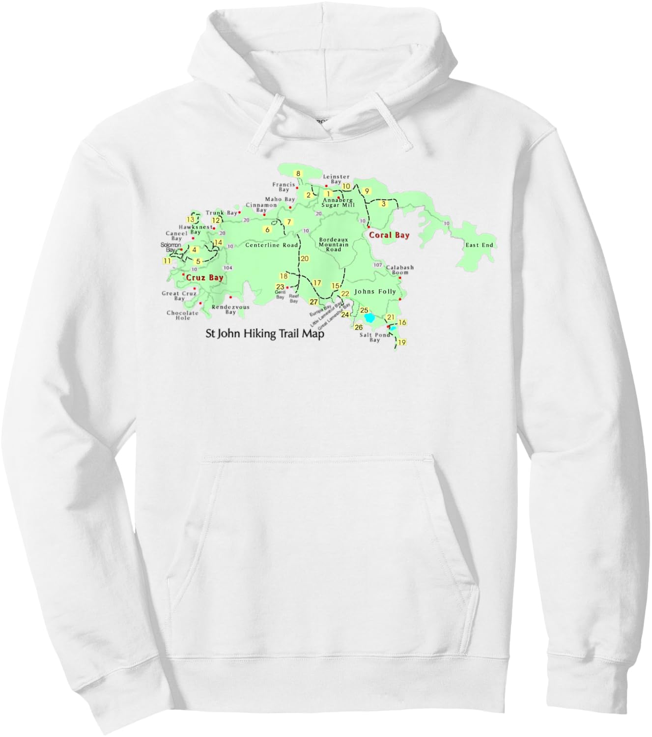 U.S. Virgin Islands Saint John Hiking Trail Map Hiker Gear Hoodie - Hoodie | White