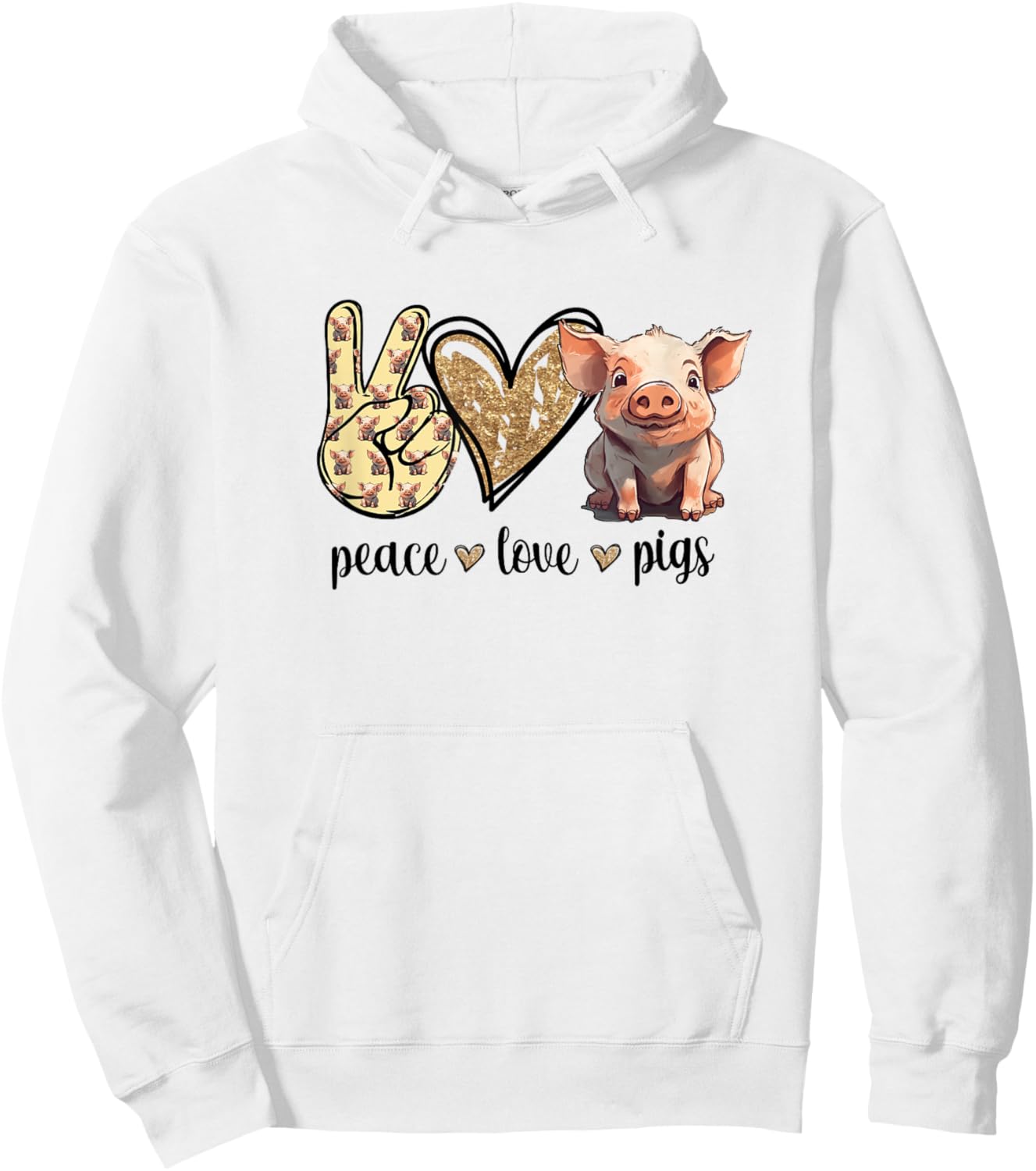 Peace Love Cute Show Pig Lover Hoodie - Hoodie | White